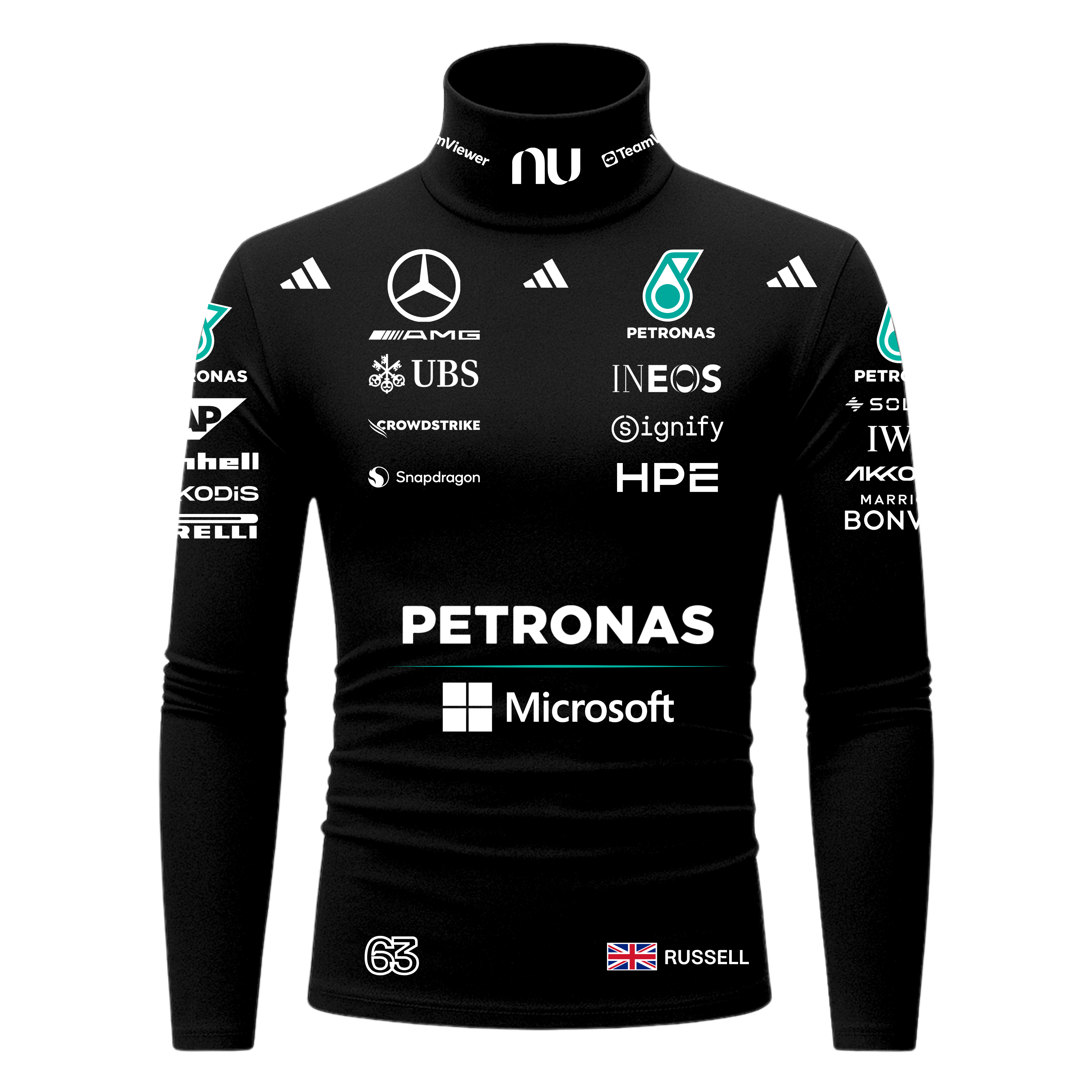 Blusa De Compressão George Russell Mercedes - Preto