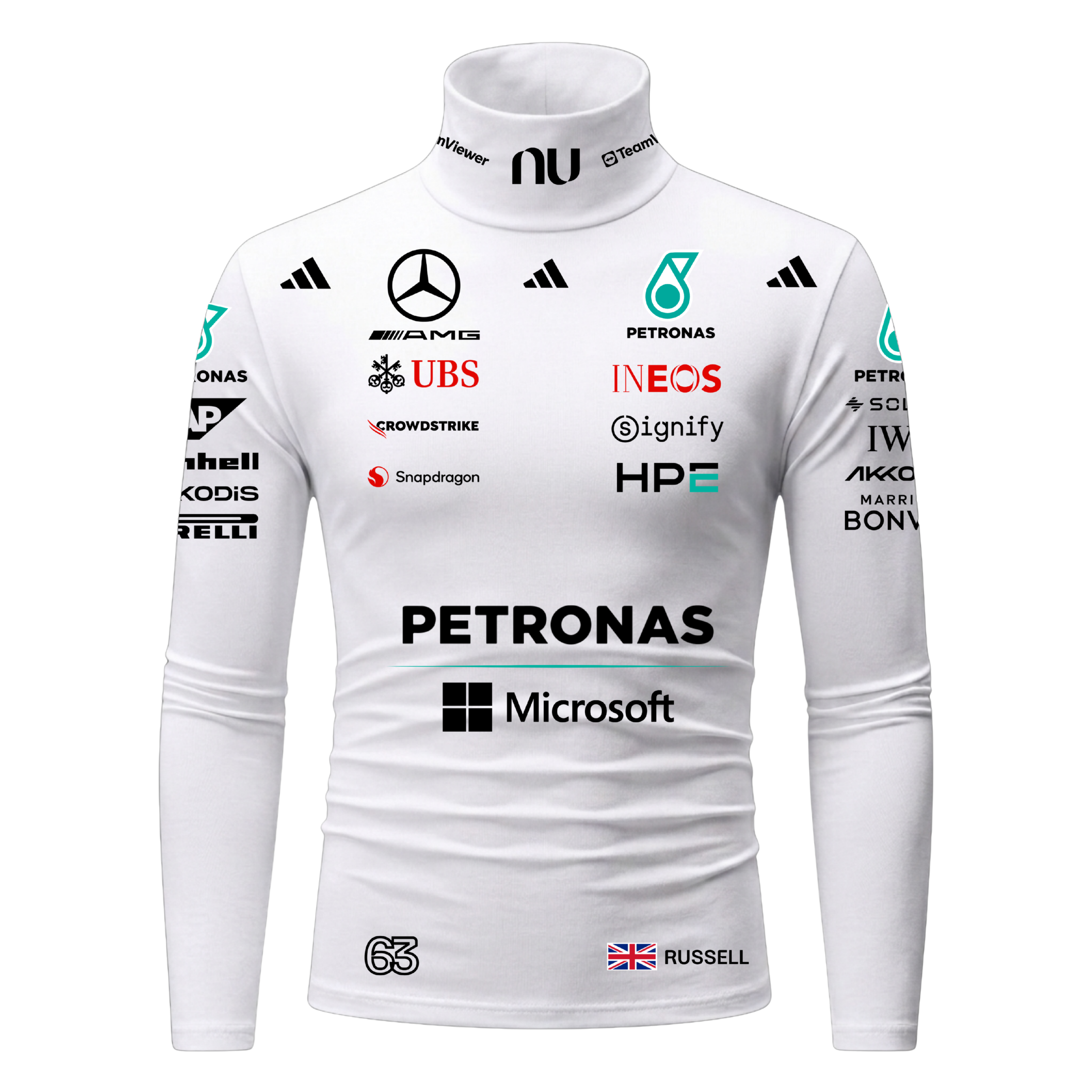 Blusa De Compressão George Russell Mercedes - Branco