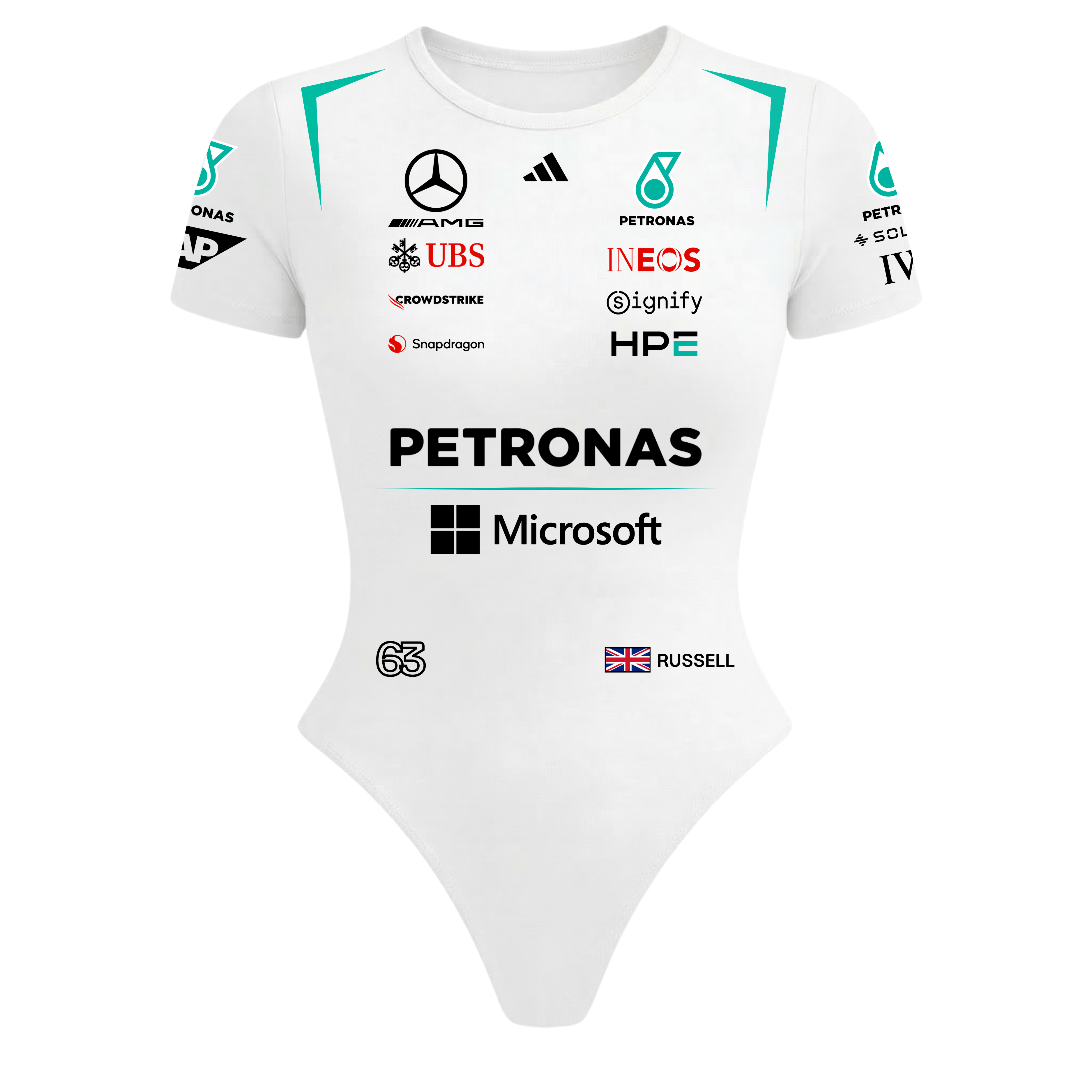 Body Curto Feminino George Russell Mercedes - Branco