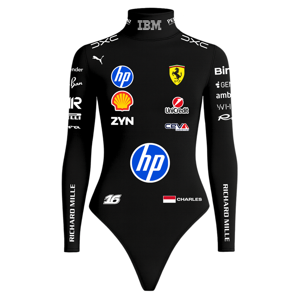 Body Feminino Charles Leclerc Ferrari - Preto