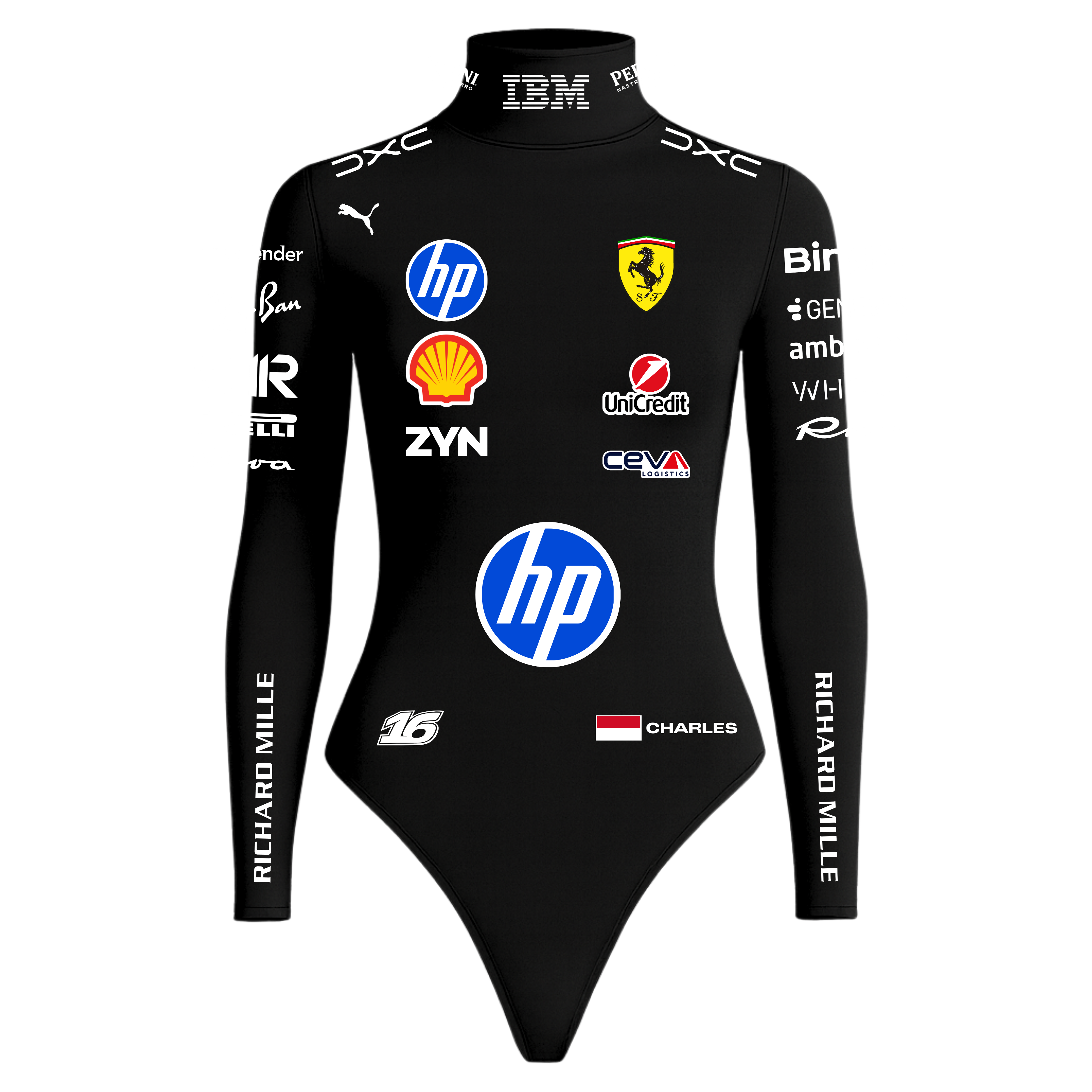Body Feminino Charles Leclerc Ferrari - Preto