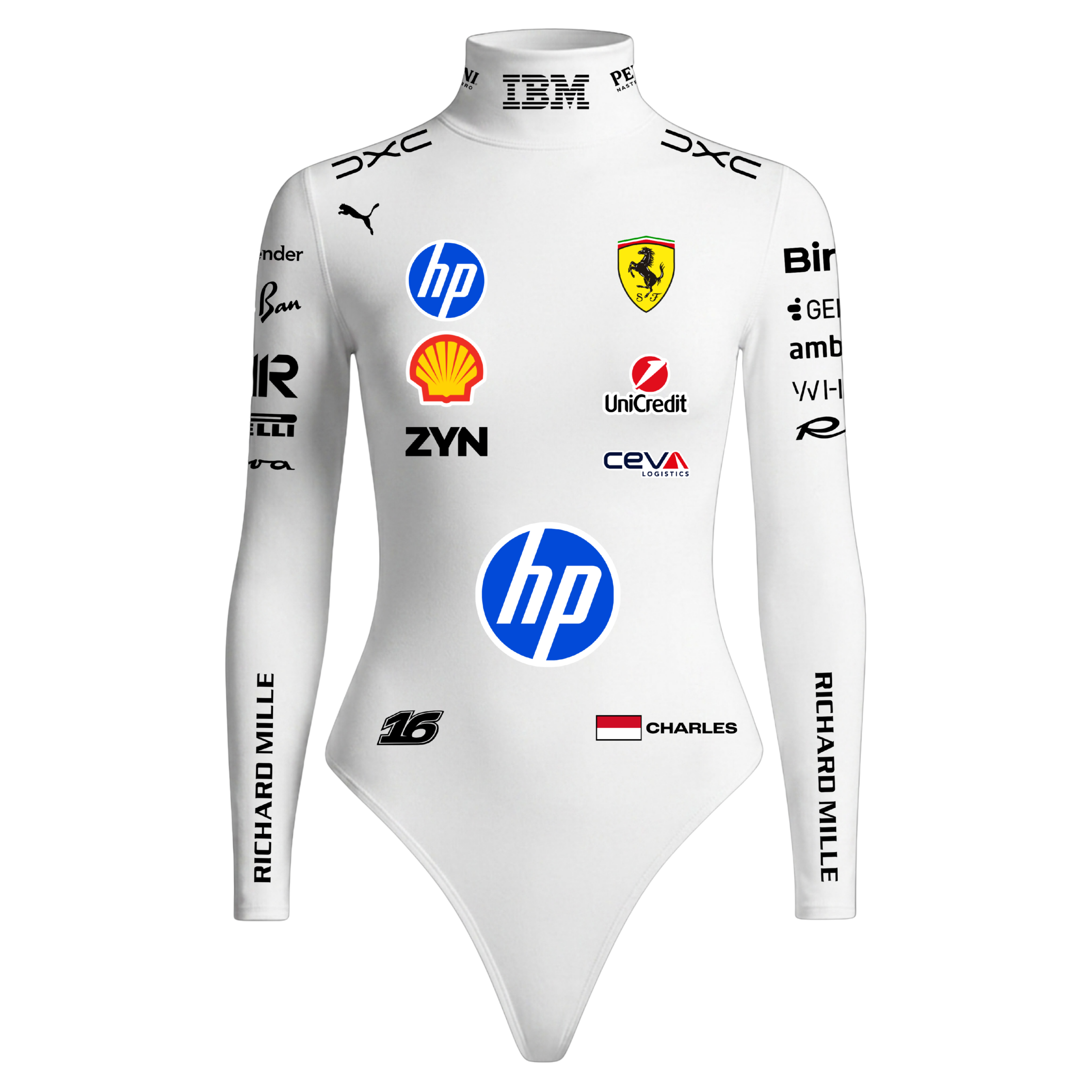 Body Feminino Charles Leclerc Ferrari - Branco