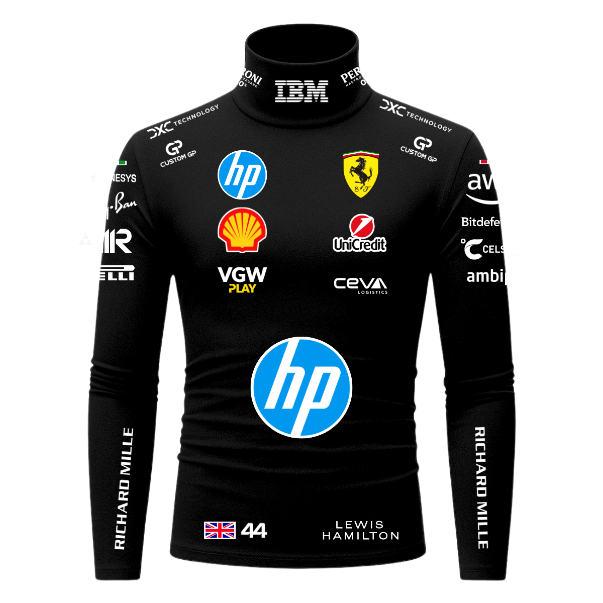 Blusa De Compressão Lewis Hamilton Ferrari - 2025 - Preto