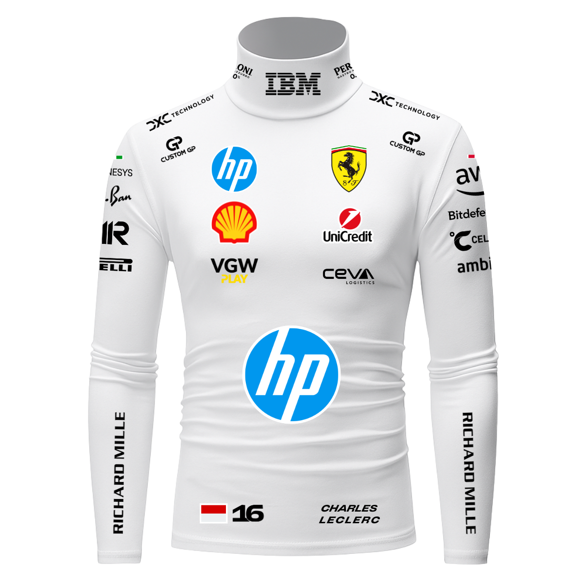 Blusa De Compressão Charles Leclerc Ferrari - 2025 - Branco