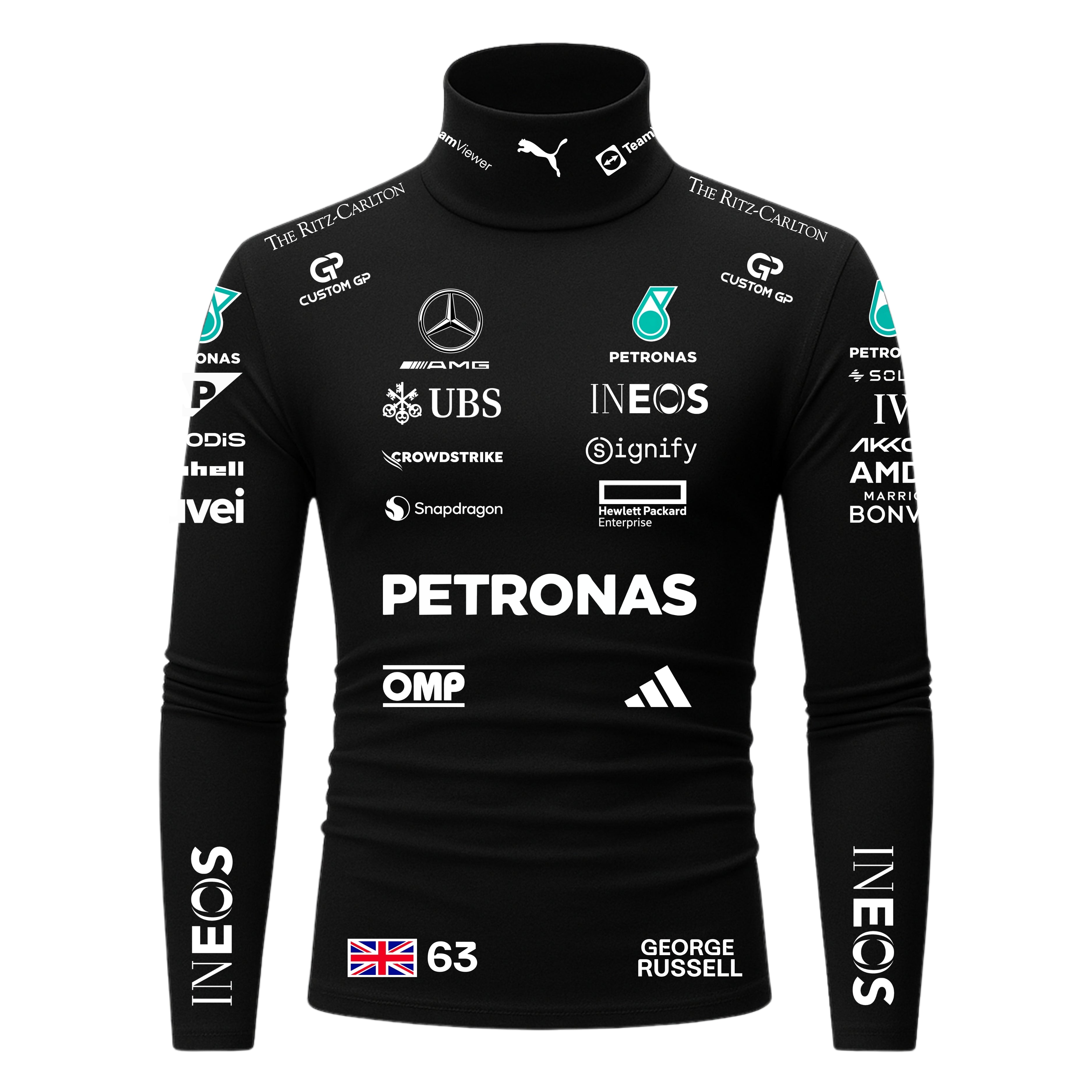 Blusa De Compressão George Russel Mercedes - 2025 - Preto