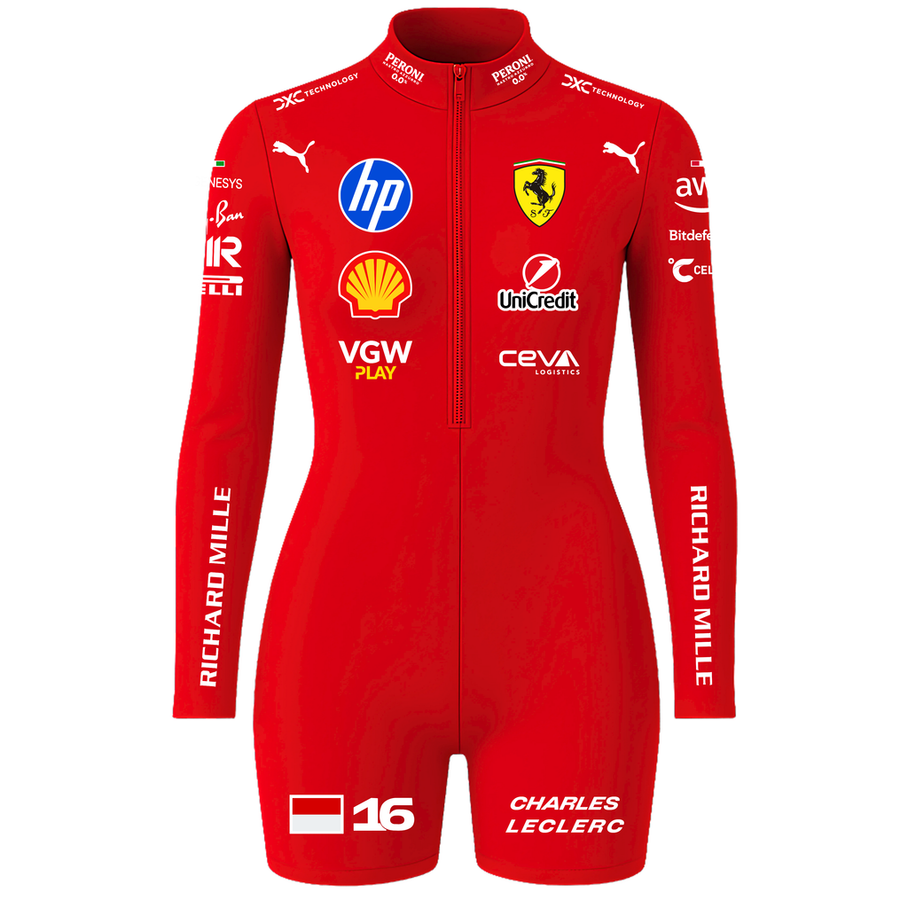 Macaquinho Charles Leclerc Ferrari -  Vermelho