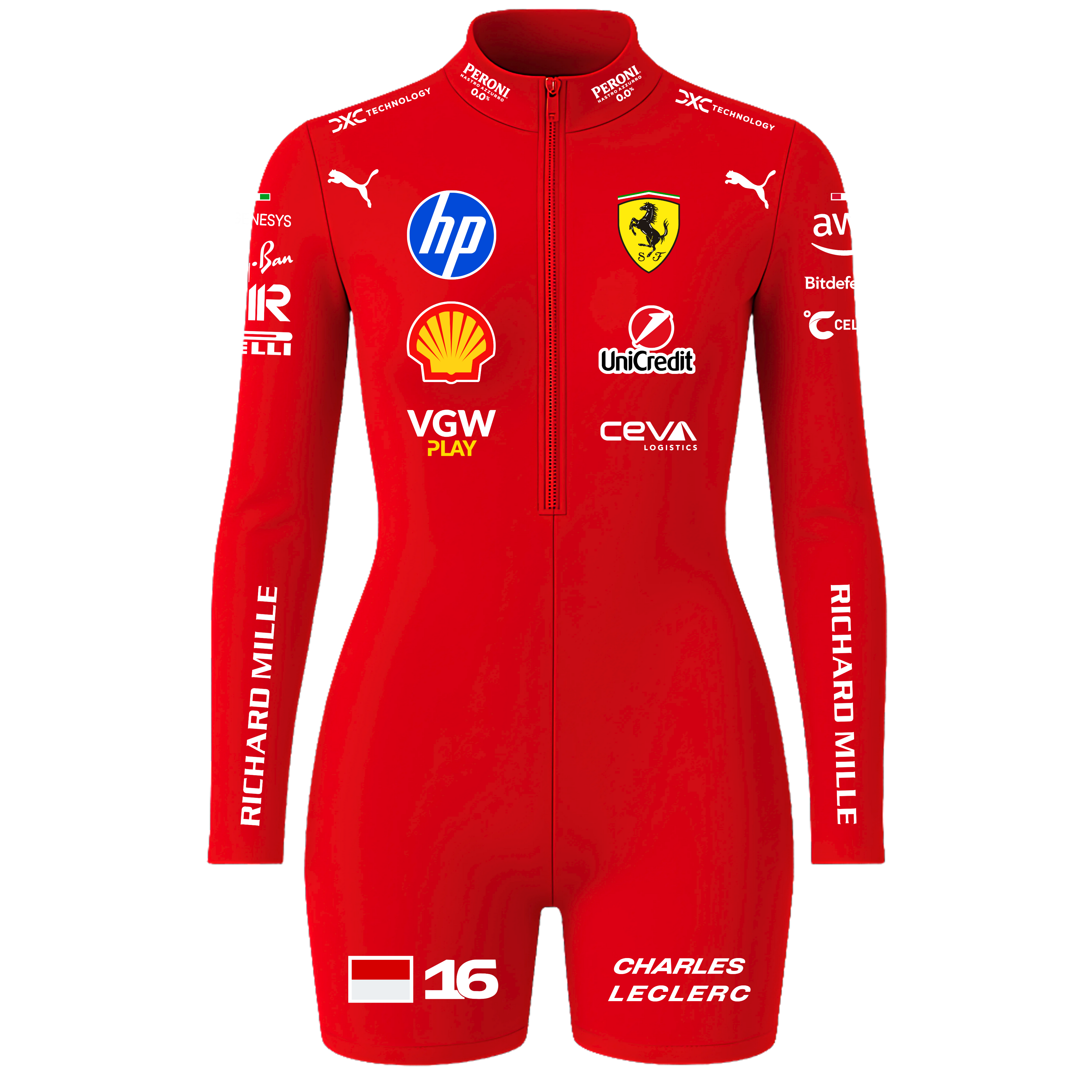 Macaquinho Charles Leclerc Ferrari -  Vermelho