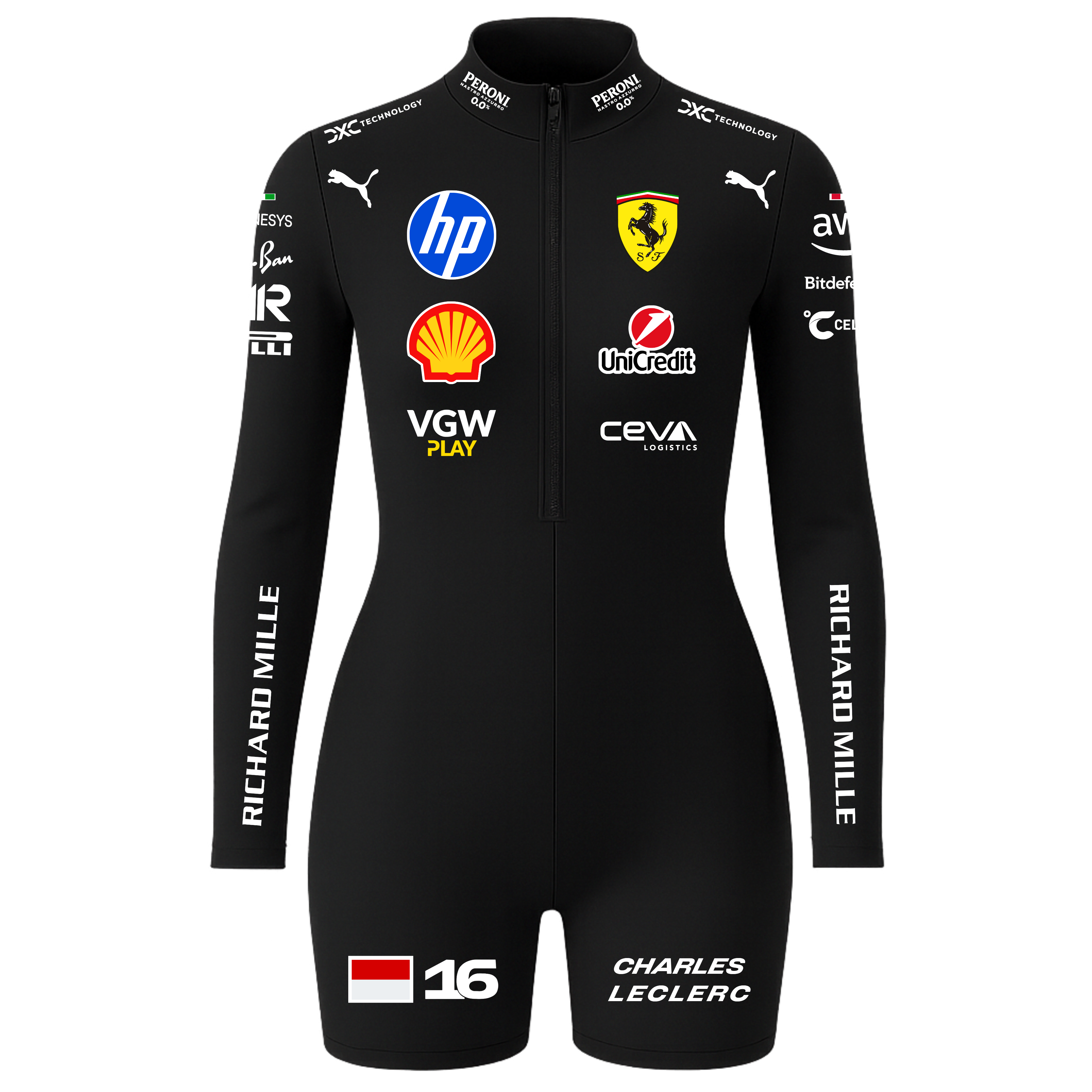 Macaquinho Charles Leclerc Ferrari - Preto