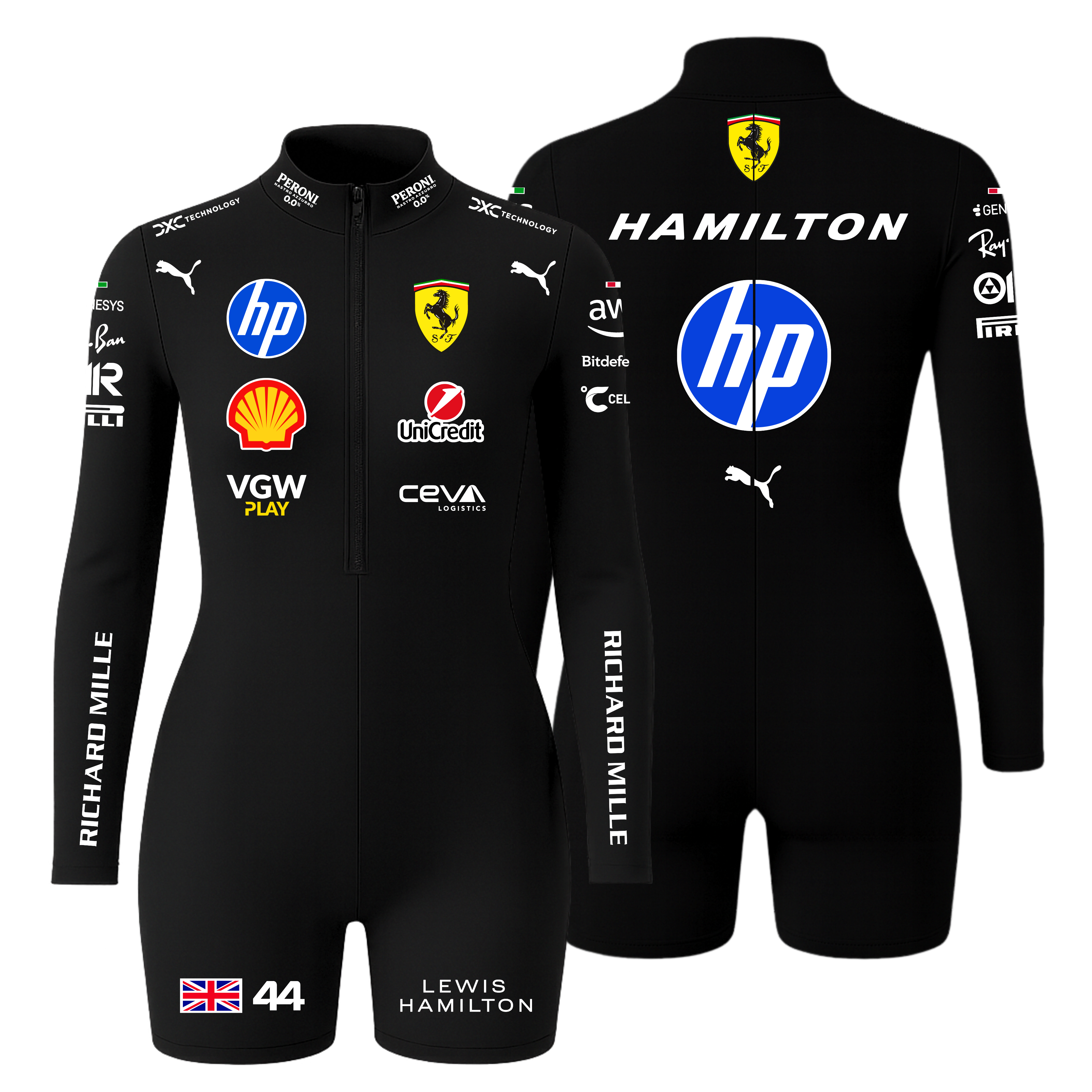 Macaquinho Lewis Hamilton Ferrari - Preto