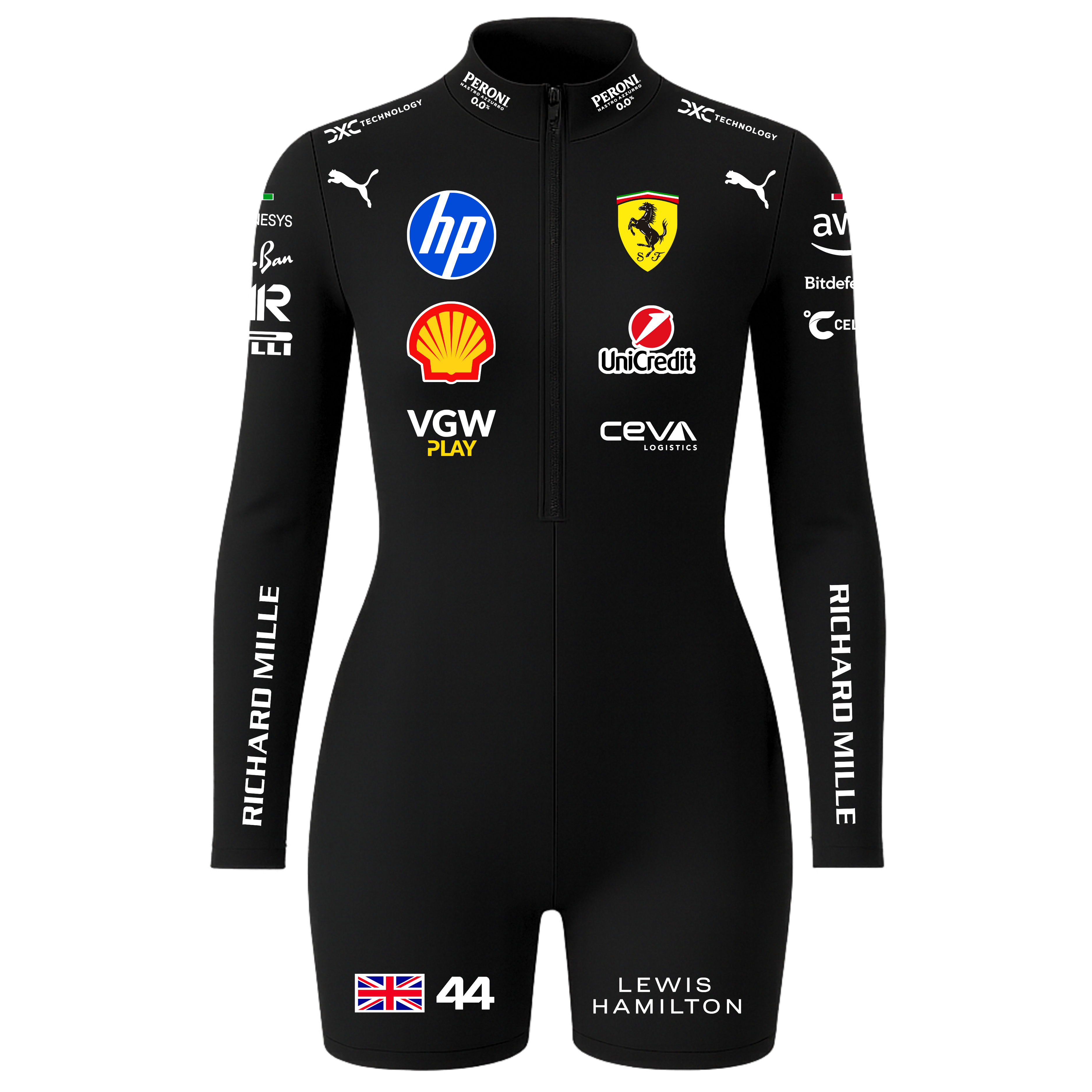 Macaquinho Lewis Hamilton Ferrari - Preto