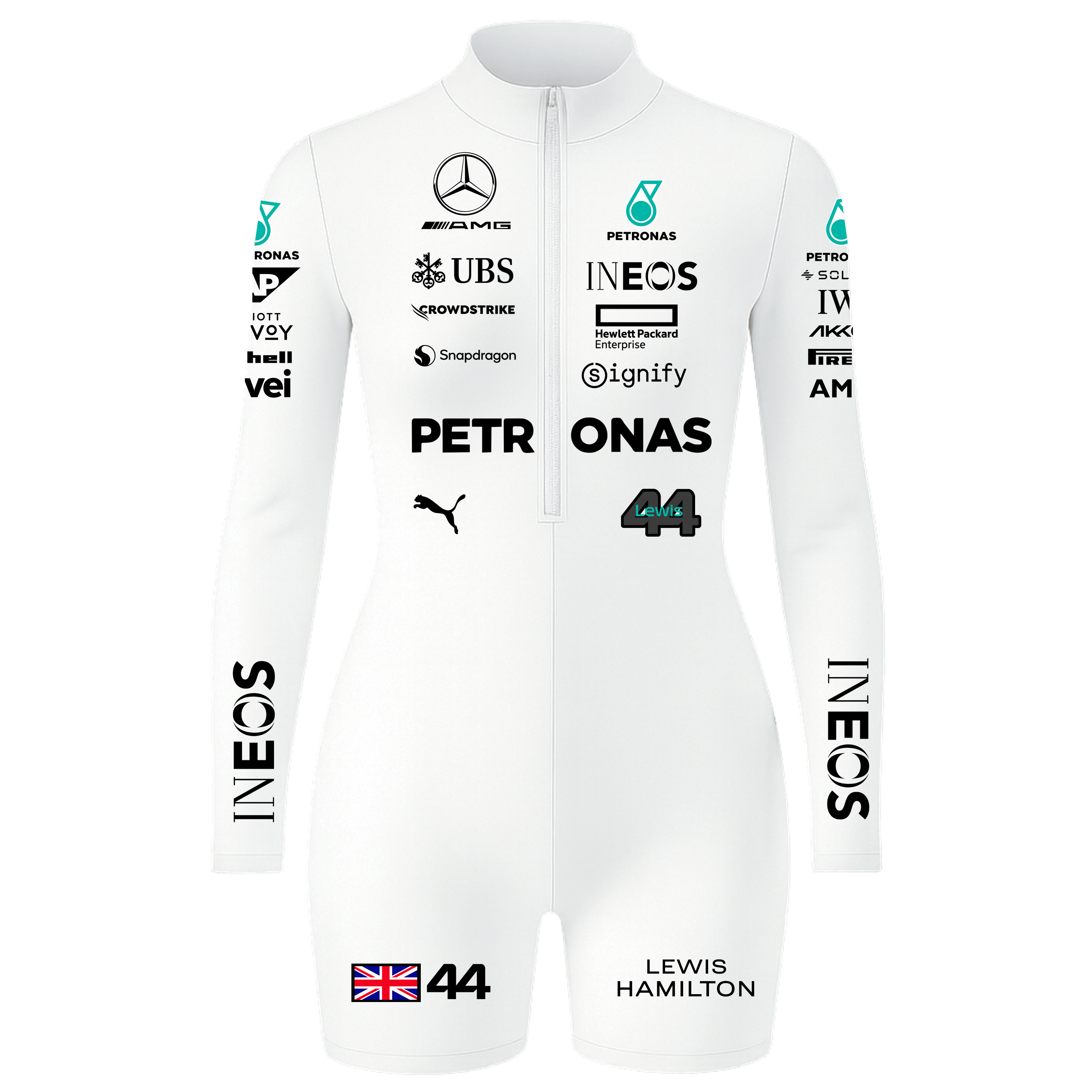 Macaquinho Lewis Hamilton Mercedes - Branco