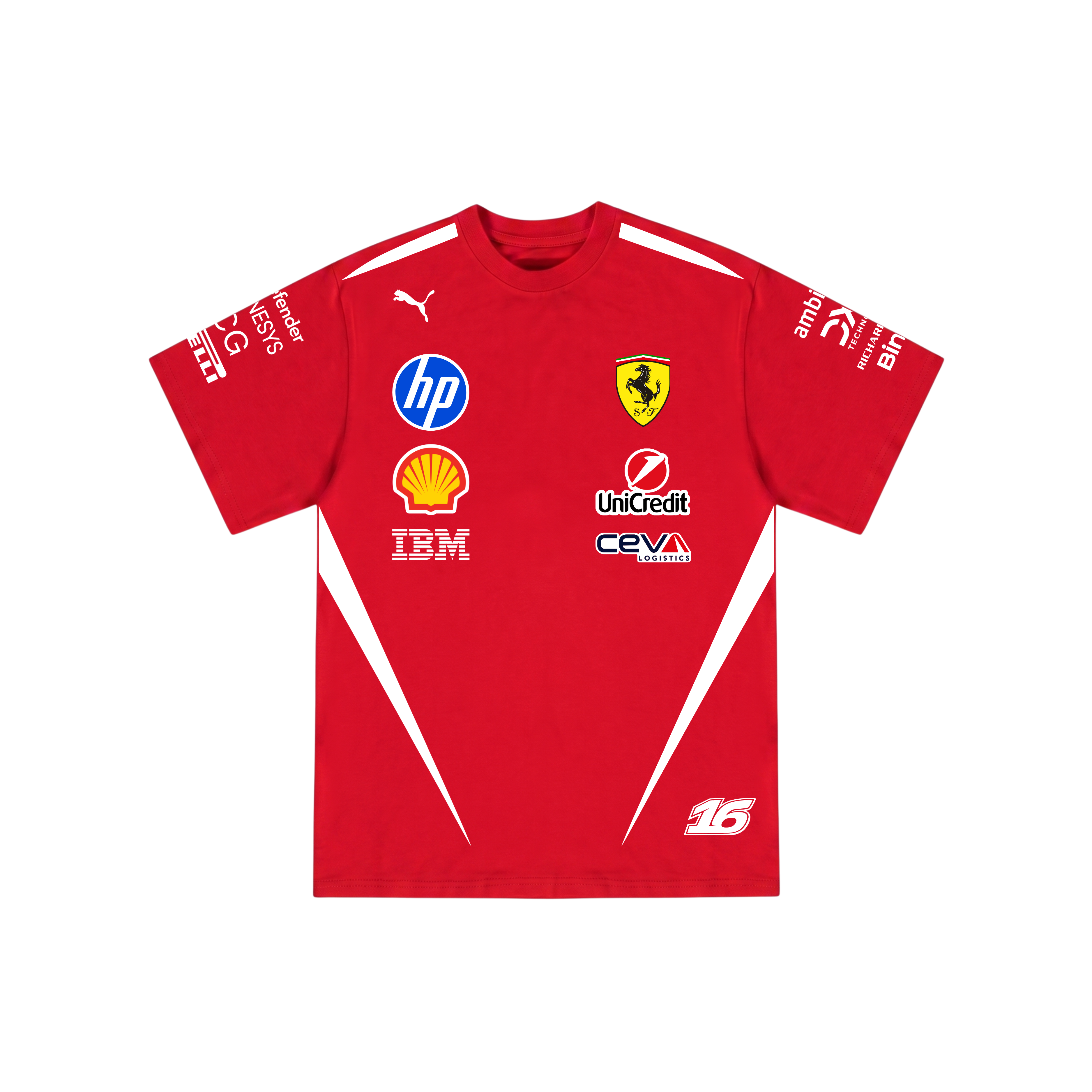 Camiseta De Algodão Charles Leclerc Ferrari - Vermelha