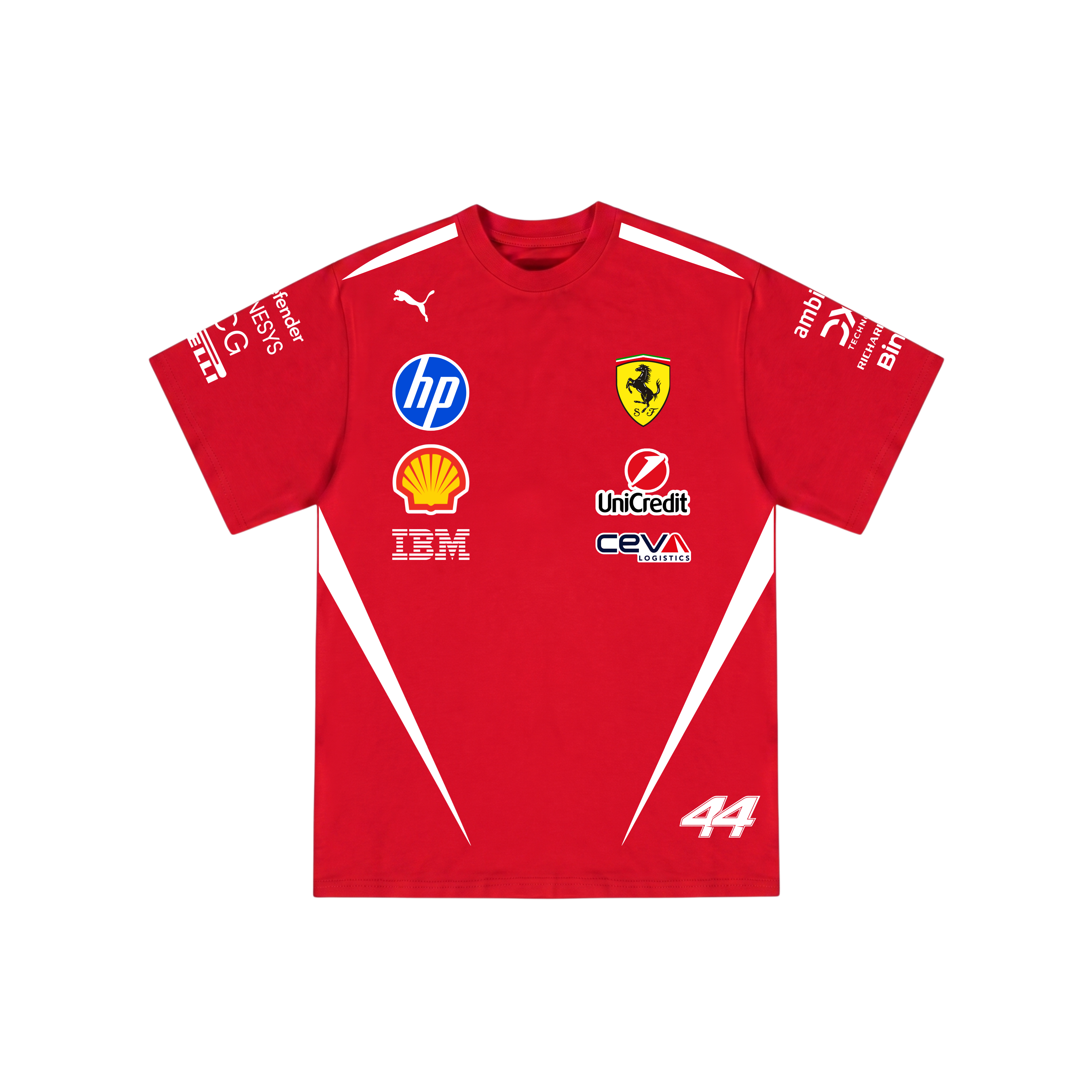 Camiseta De Algodão Lewis Hamilton Ferrari - Vermelha