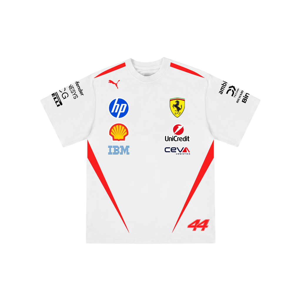 Camiseta De Algodão Lewis Hamilton Ferrari - Branca