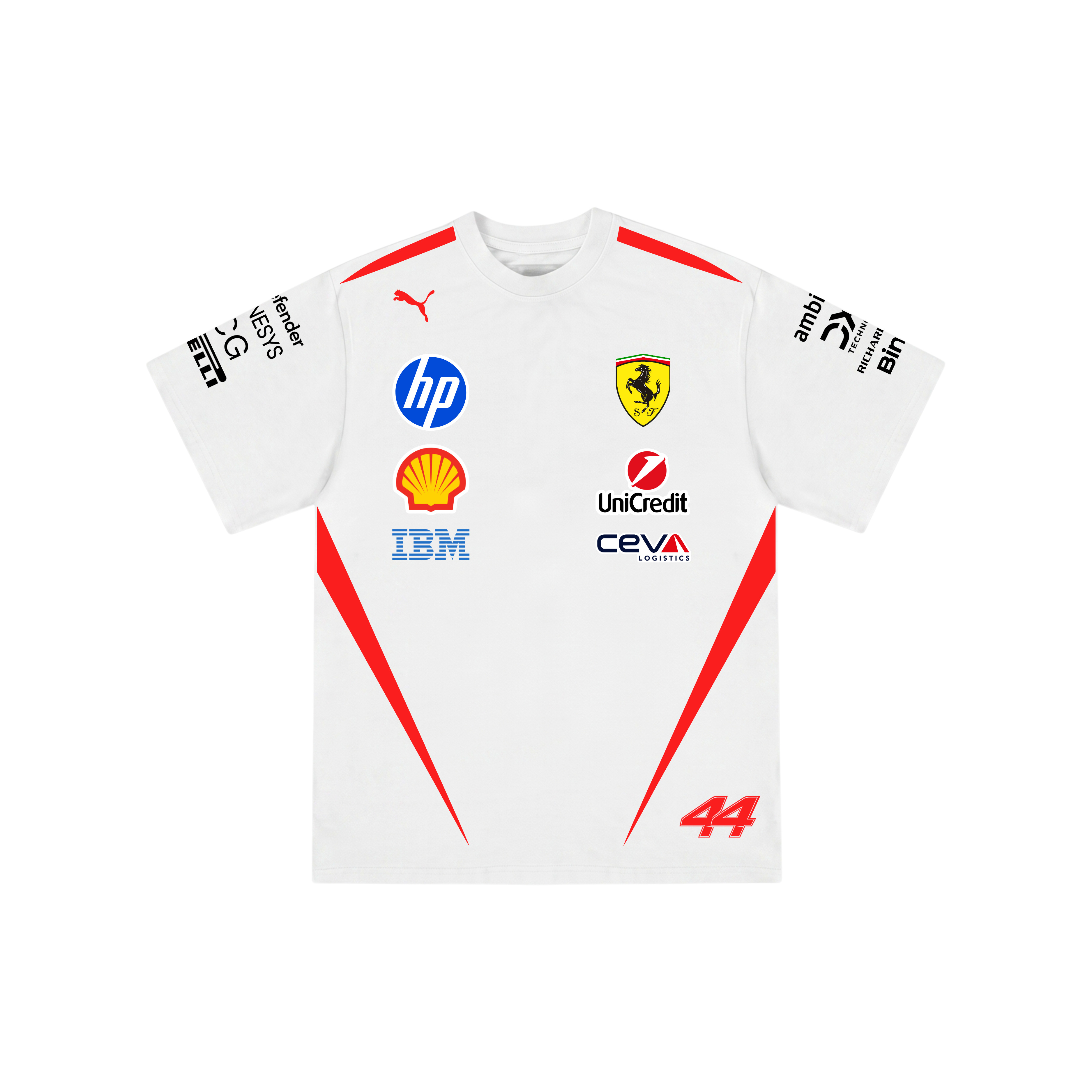 Camiseta De Algodão Lewis Hamilton Ferrari - Branca