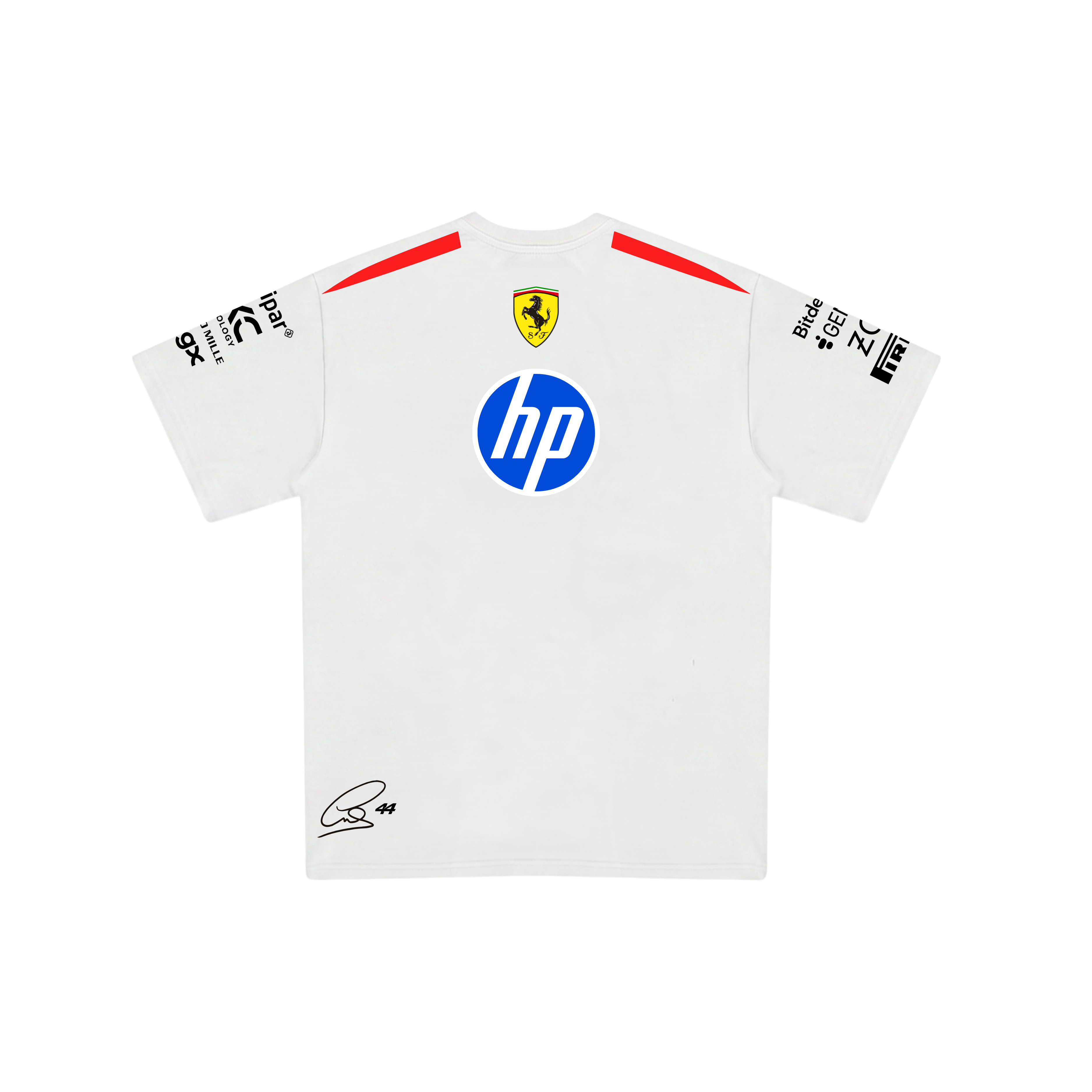 Camiseta De Algodão Lewis Hamilton Ferrari - Branca