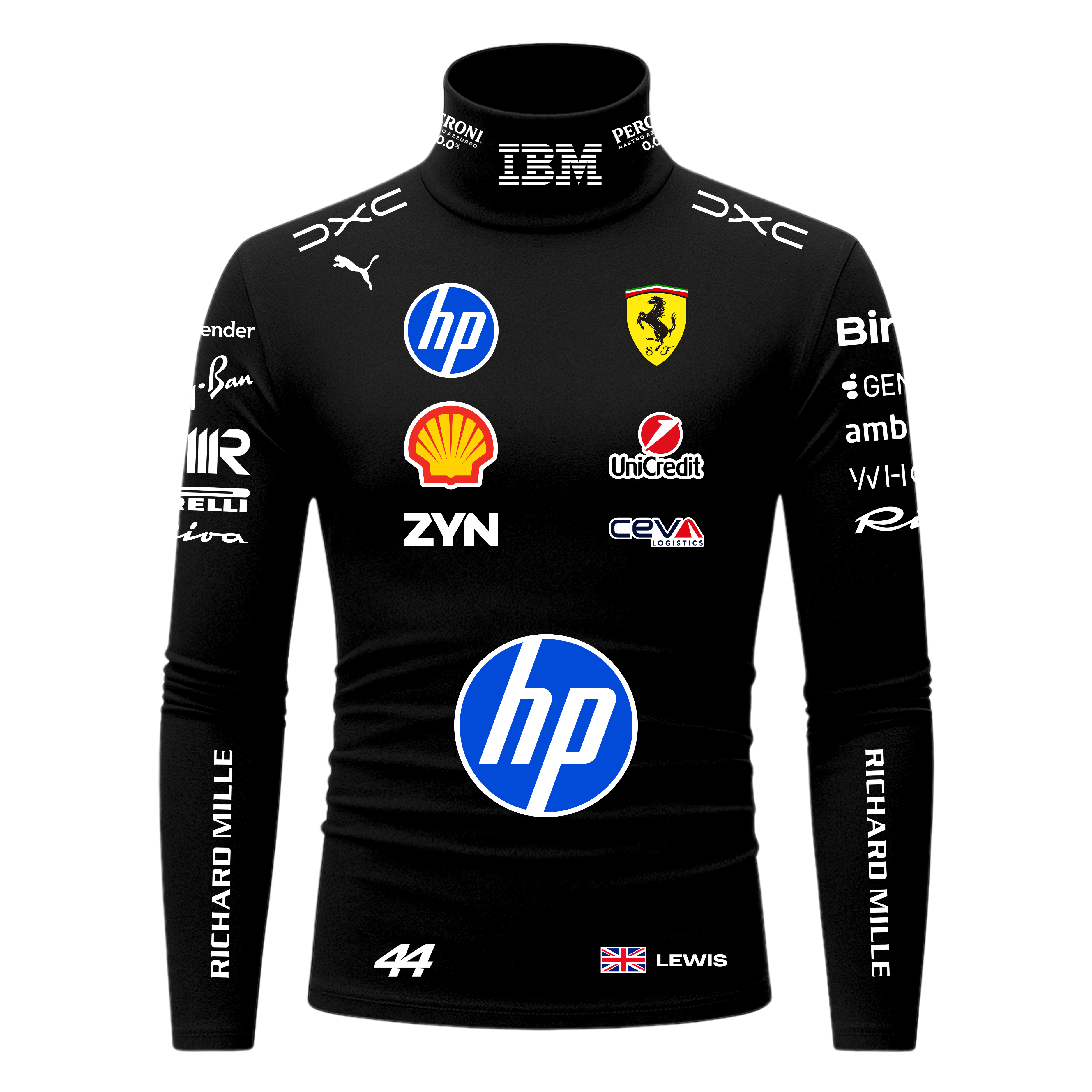 Blusa De Compressão Lewis Hamilton Ferrari - Preto