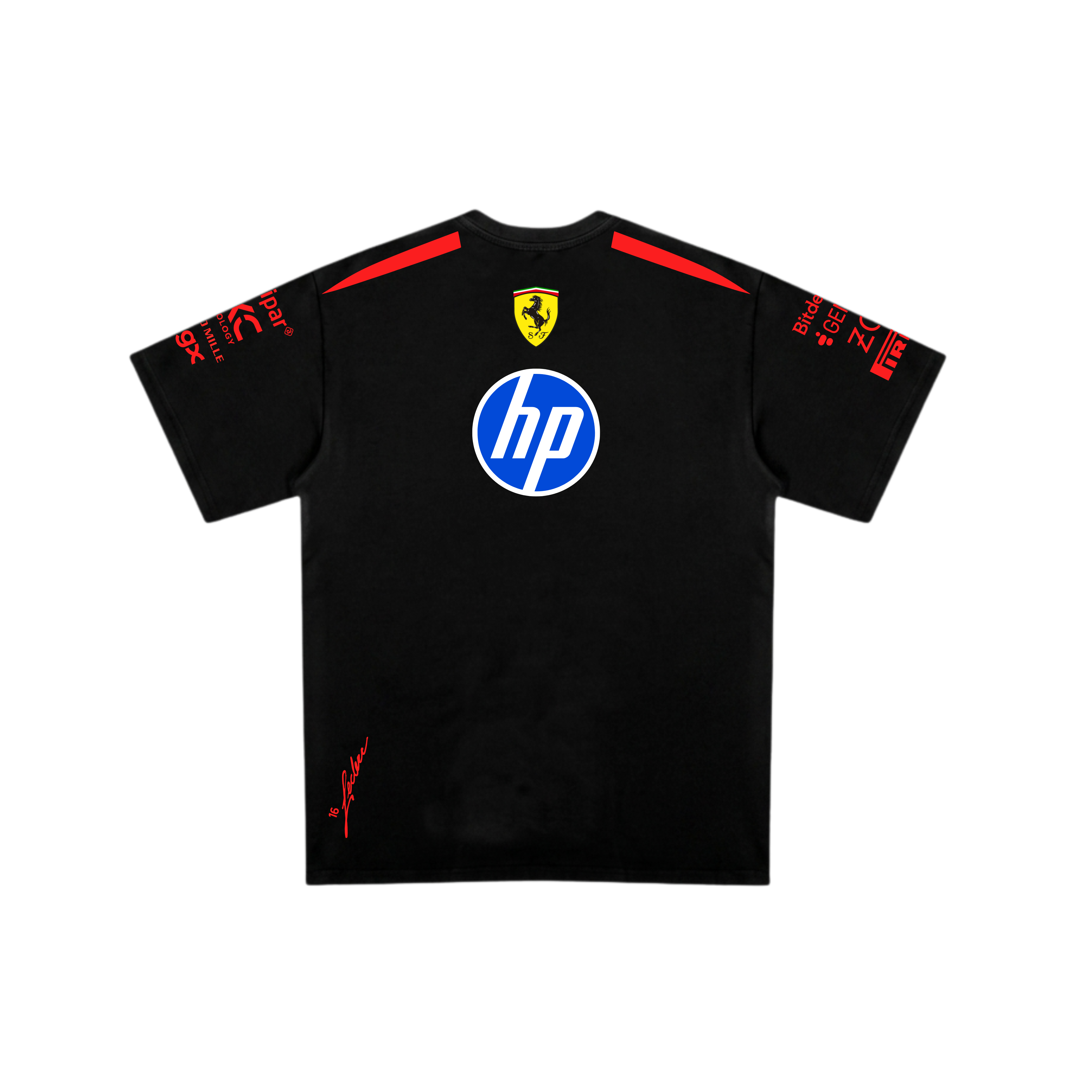Camiseta De Algodão Charles Leclerc Ferrari - Preta/Vermelho