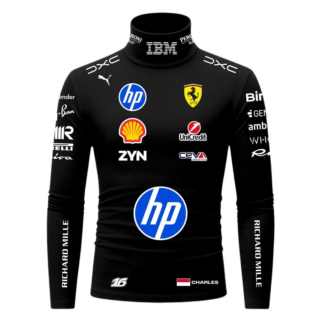 Blusa De Compressão Charles Leclerc Ferrari - Preto