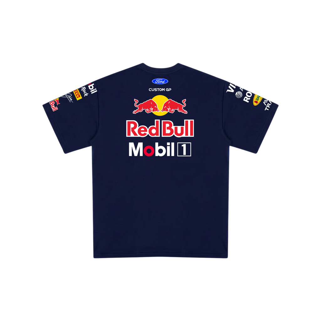 Camiseta De Algodão Max Verstappen Red Bull - Azul Marinho