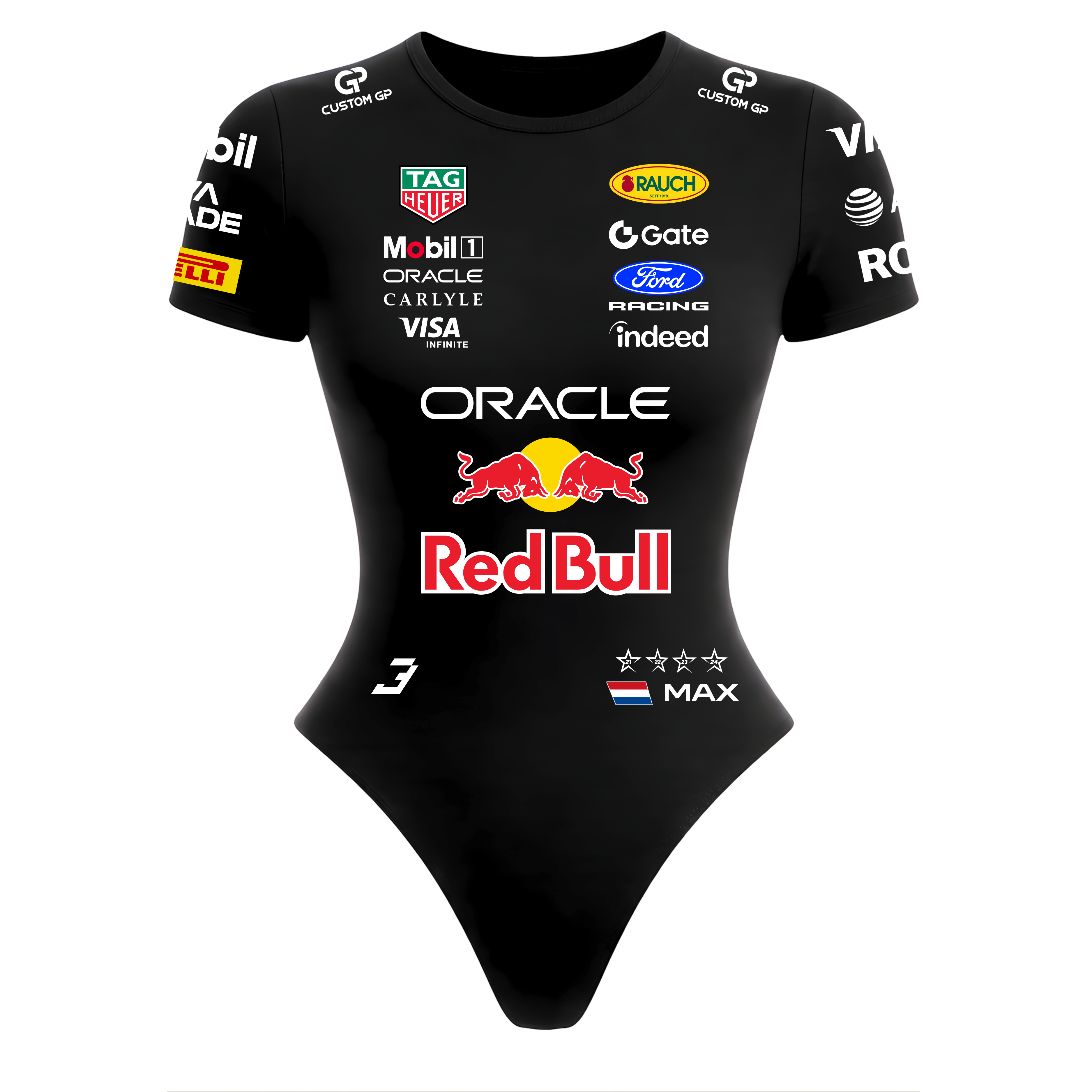 Body Curto Feminino Max Verstappen Red Bull - Preto