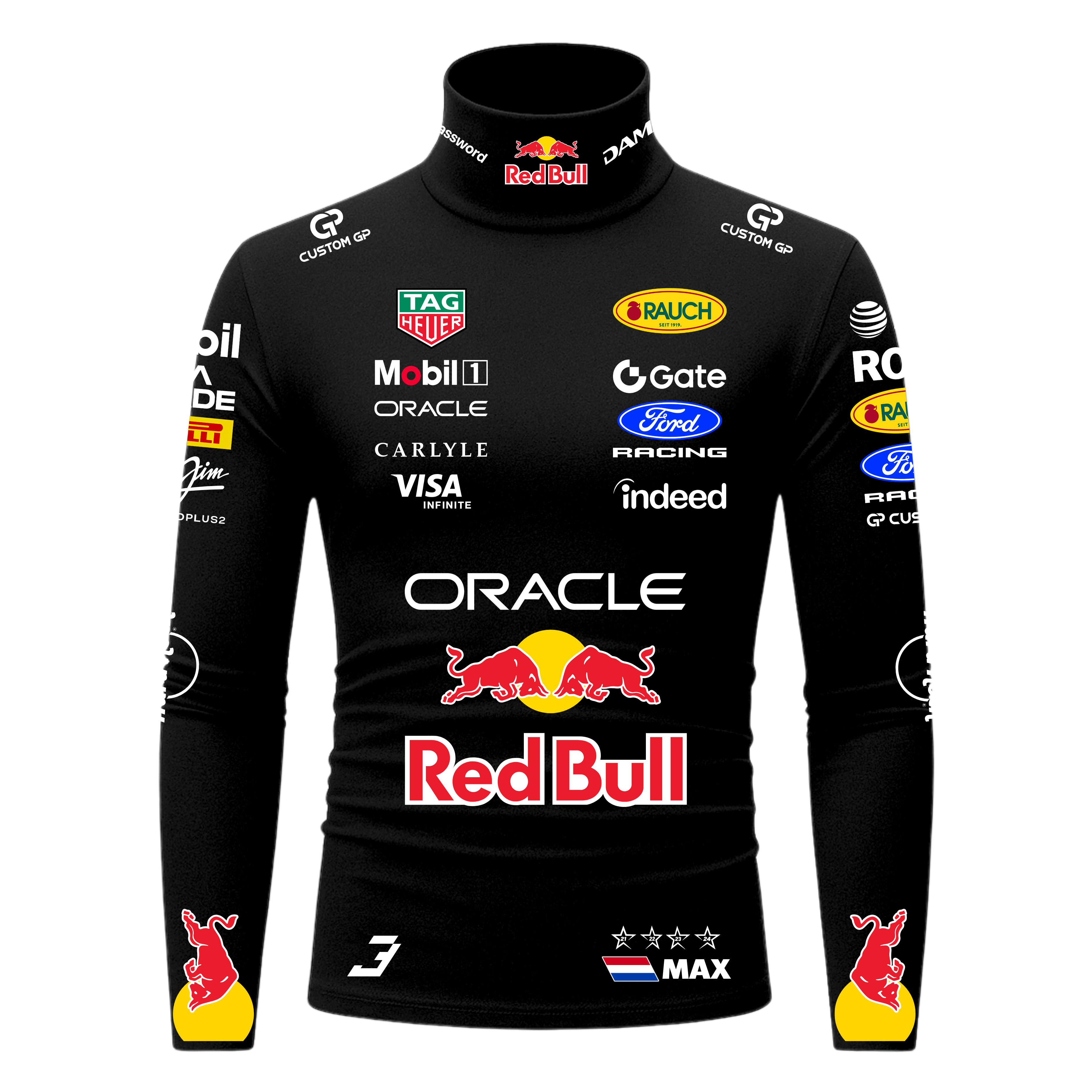 Blusa De Compressão Max Verstappen Red Bull - Preto