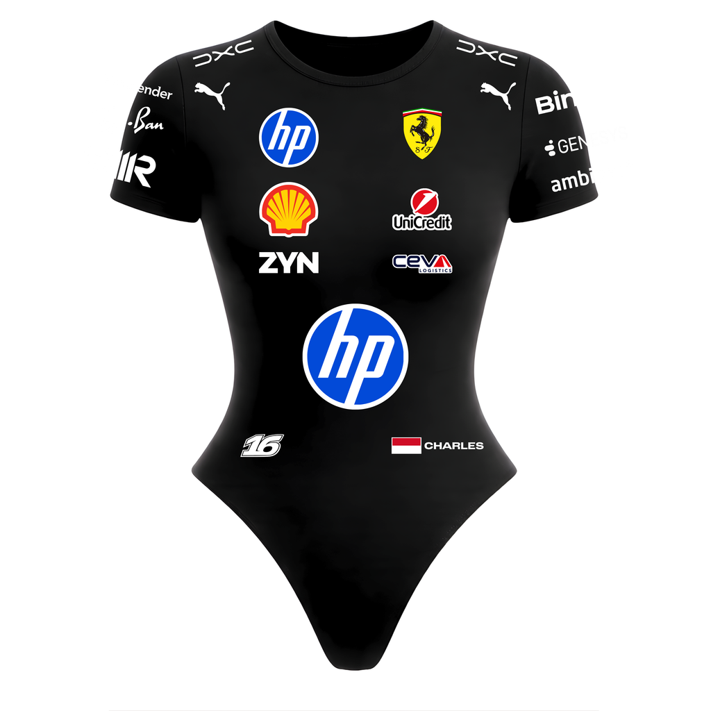 Body Curto Feminino Charles Leclerc Ferrari - Preto