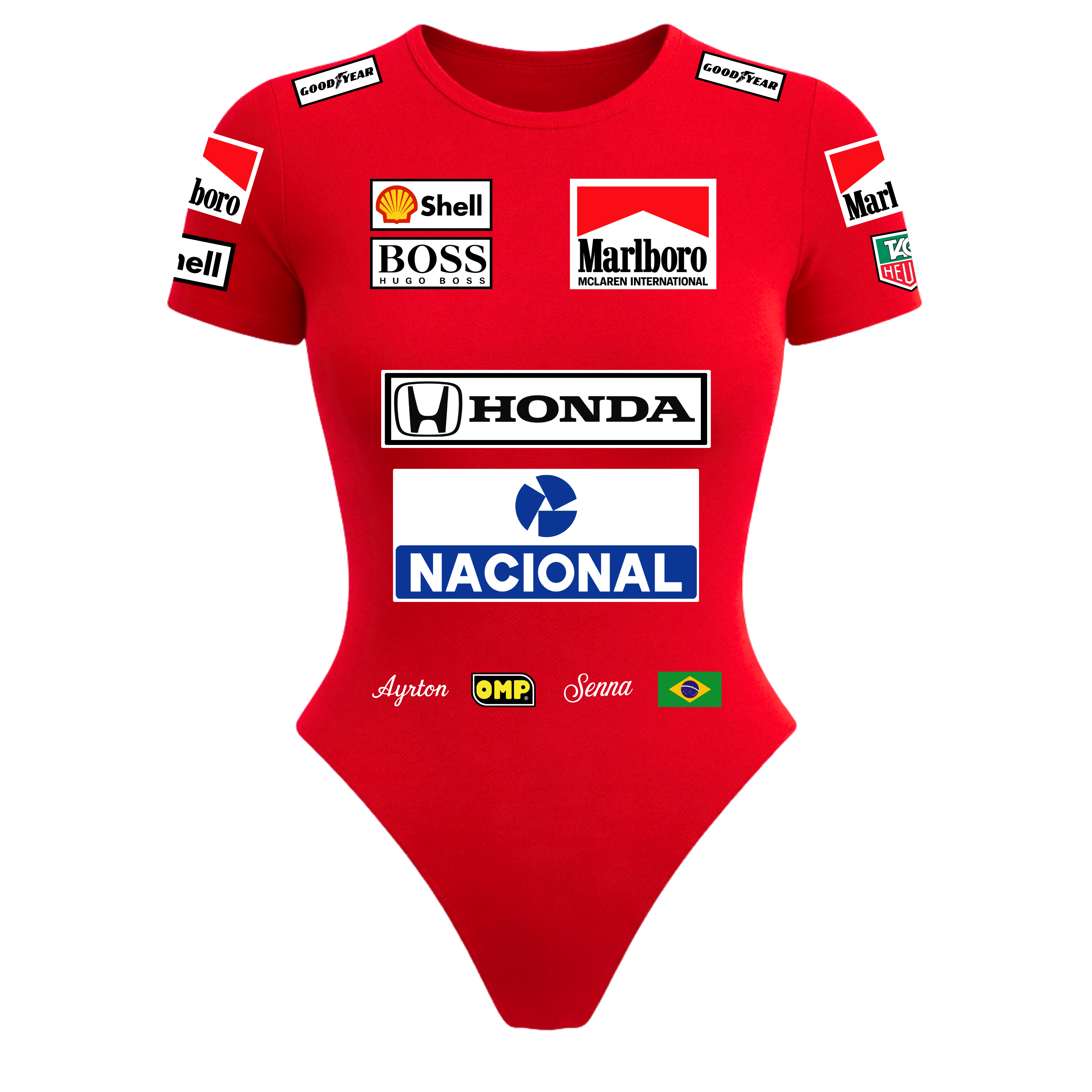 Body Curto Ayrton Senna 1983 - Vermelho