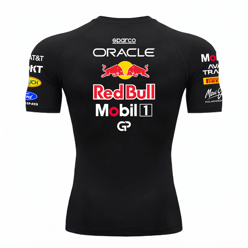 Camiseta De Compressão Max Verstappen Red Bull - Preto