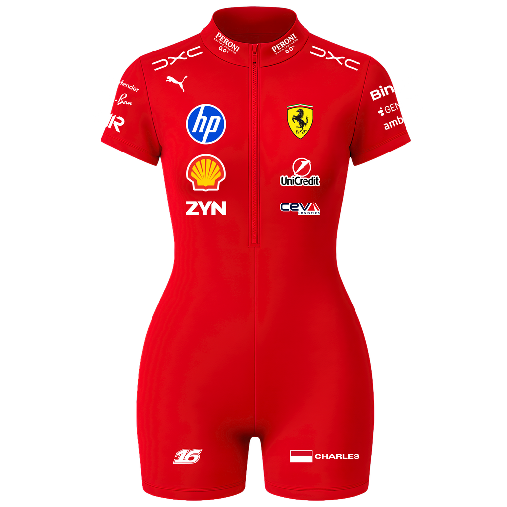 Macaquinho Curto Charles Leclerc Ferrari - Vermelho