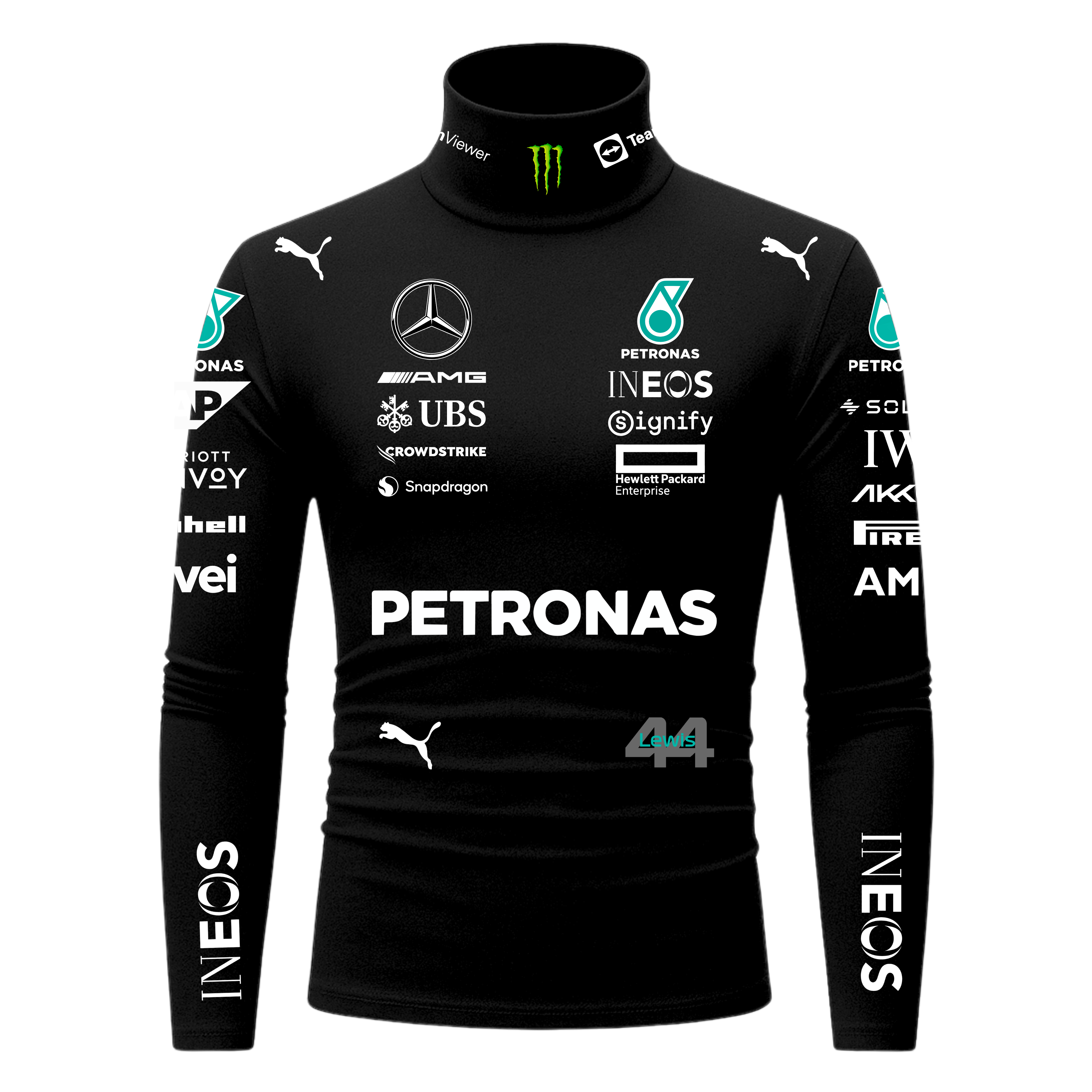 Blusa De Compressão Lewis Hamilton Mercedes - 2025 - Preto