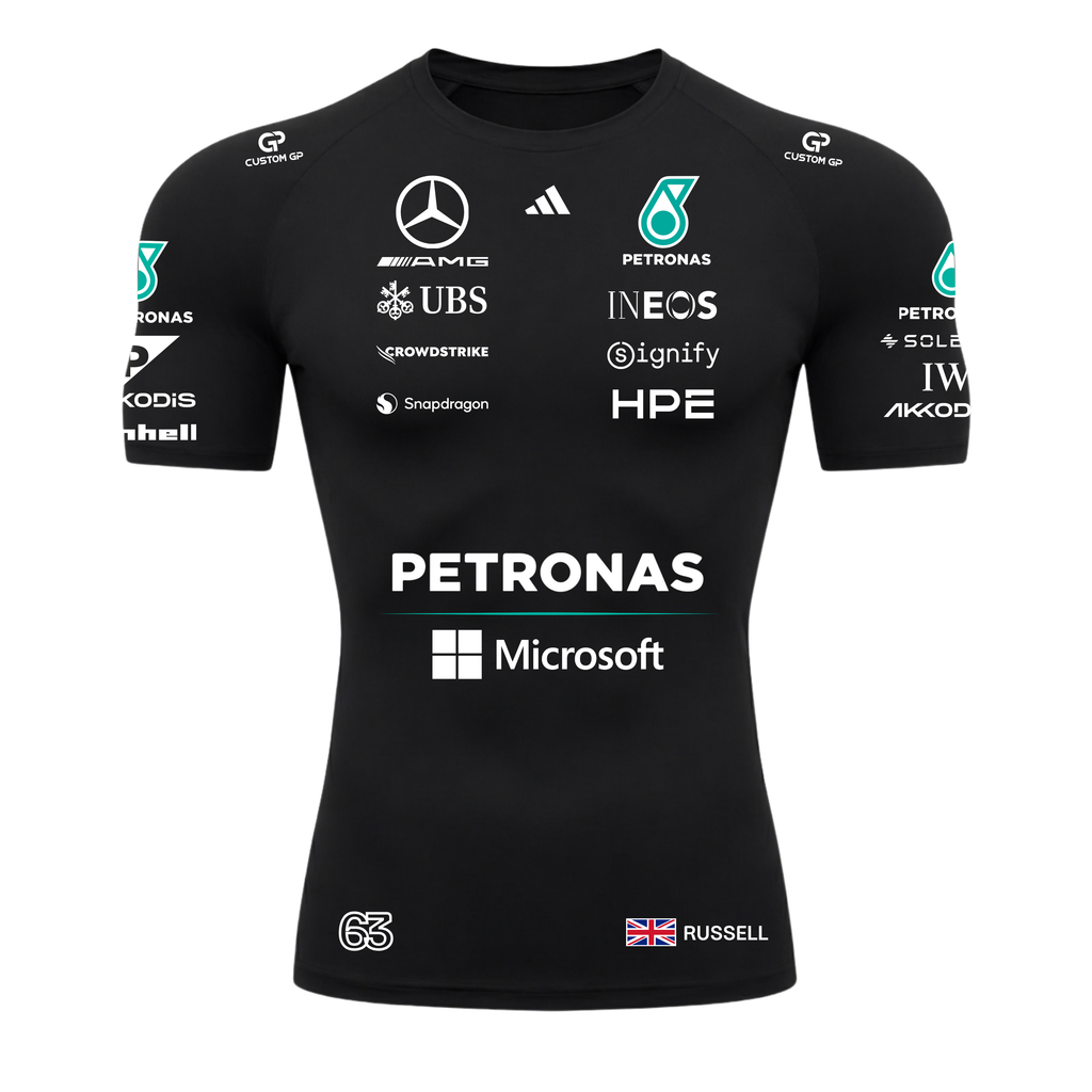 Camiseta De Compressão George Russell Mercedes - Preto