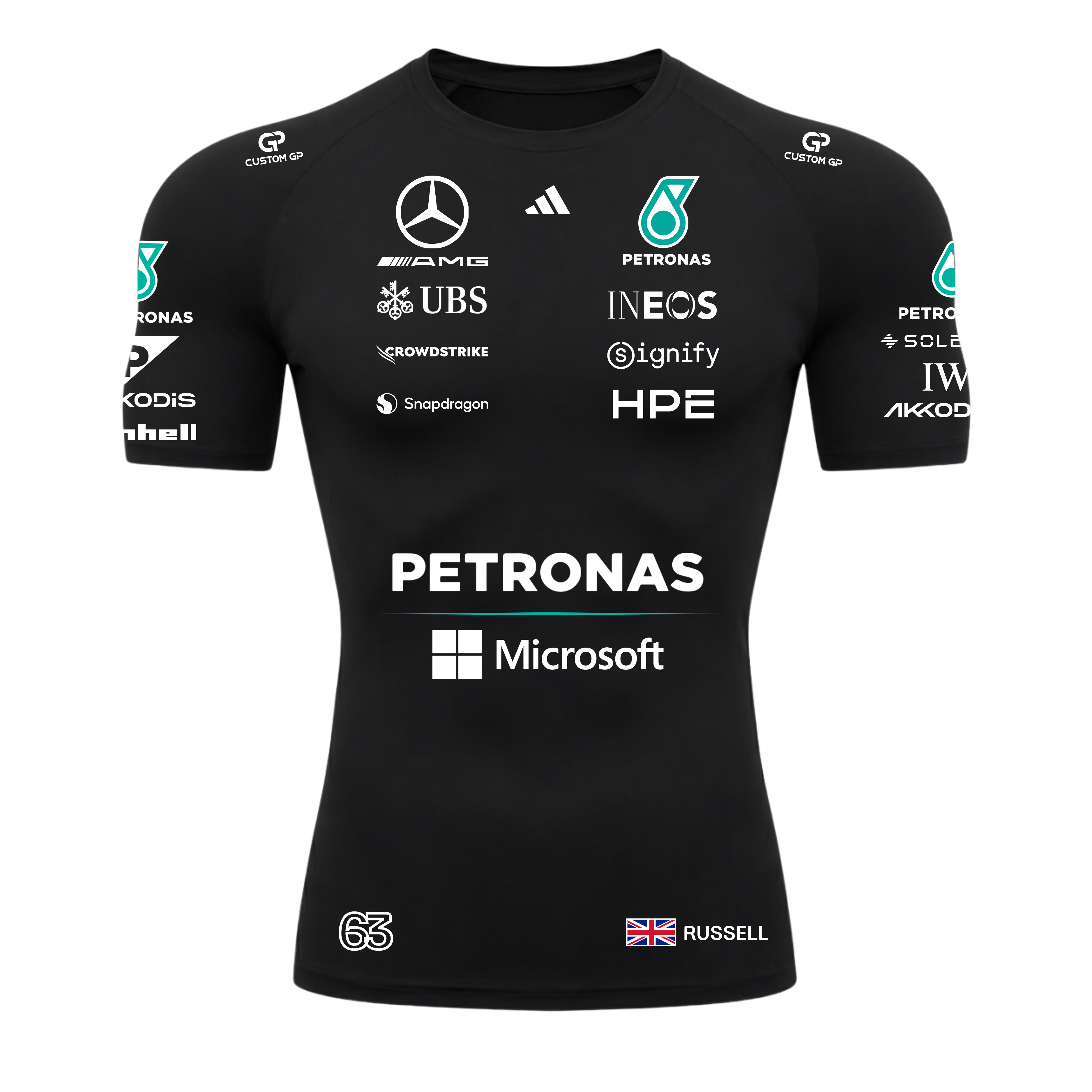 Camiseta De Compressão George Russell Mercedes - Preto