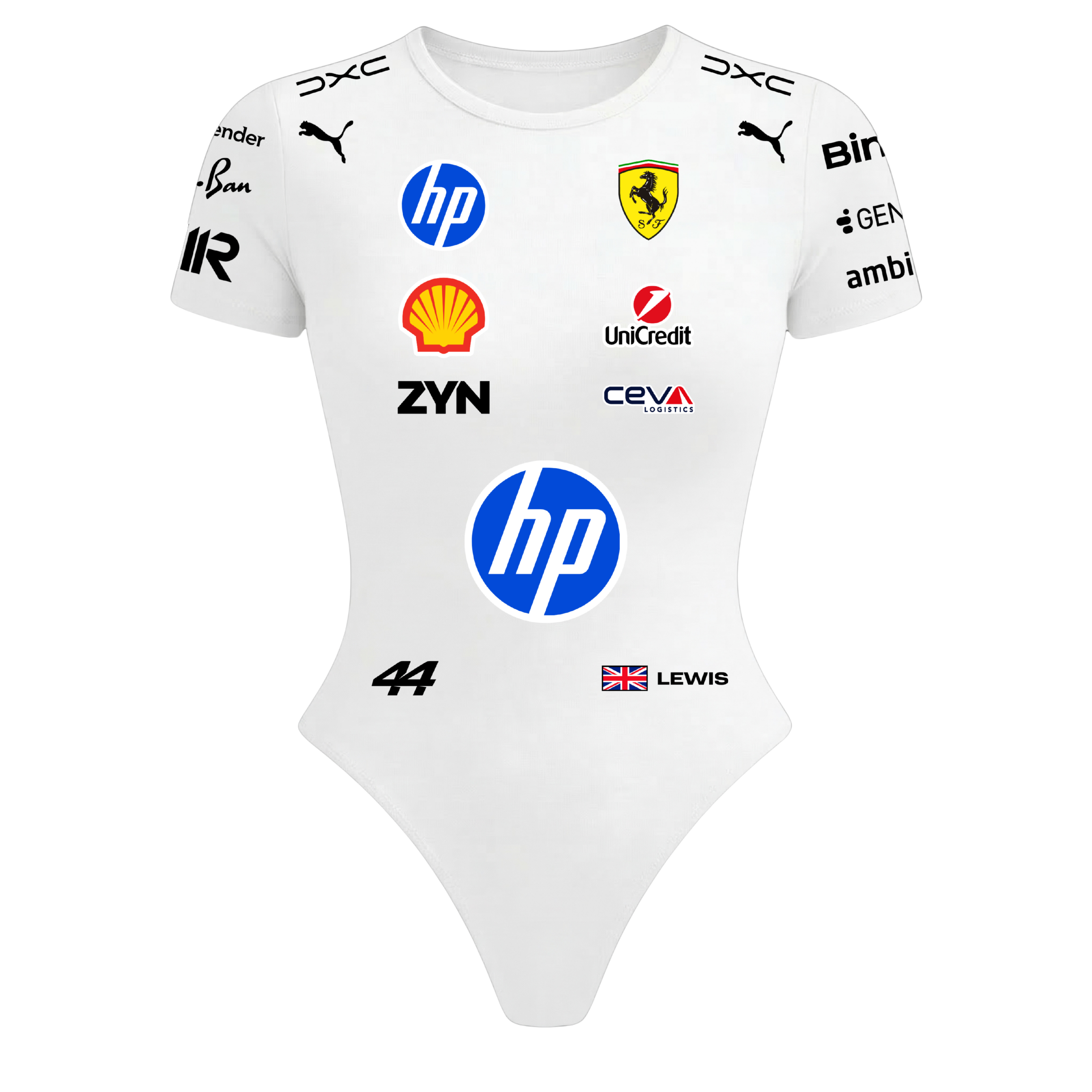 Body Curto Feminino Lewis Hamilton Ferrari - Branco