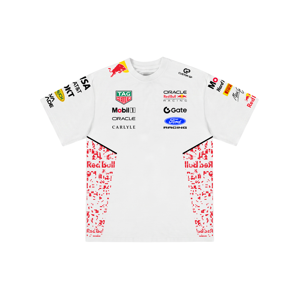 Camiseta De Algodão Max Verstappen Red Bull - Branco