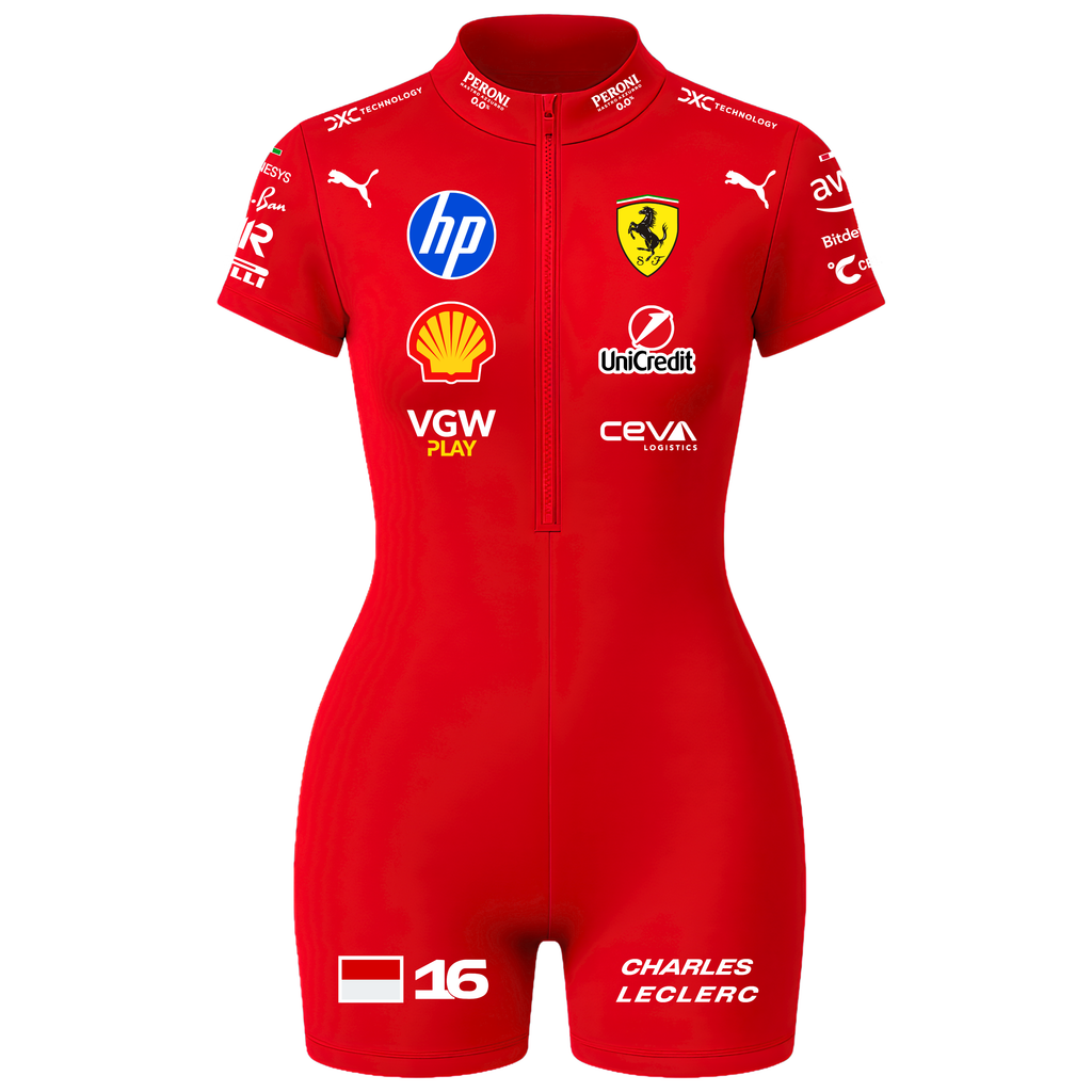 Macaquinho Curto Charles Leclerc Ferrari - Vermelho