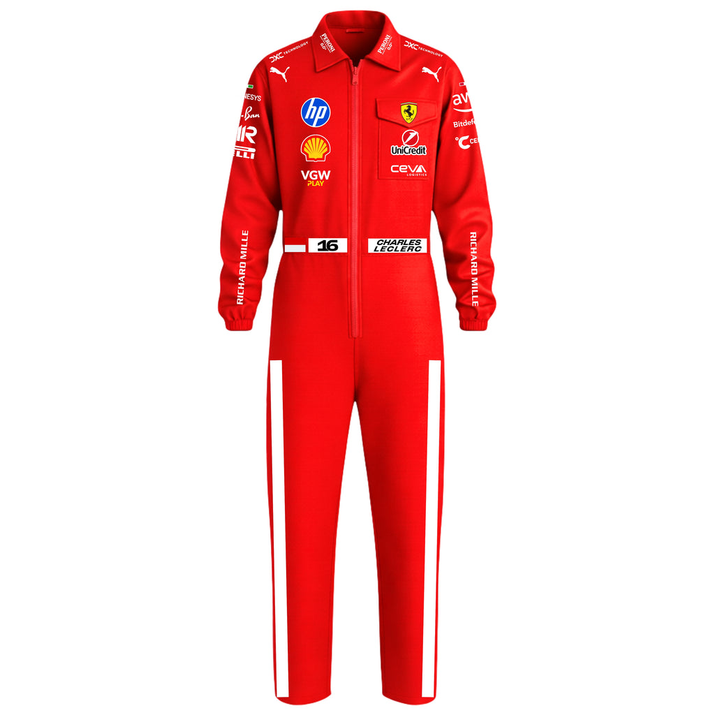 Macacao Oxford Charles Leclerc Ferarri Vermelho