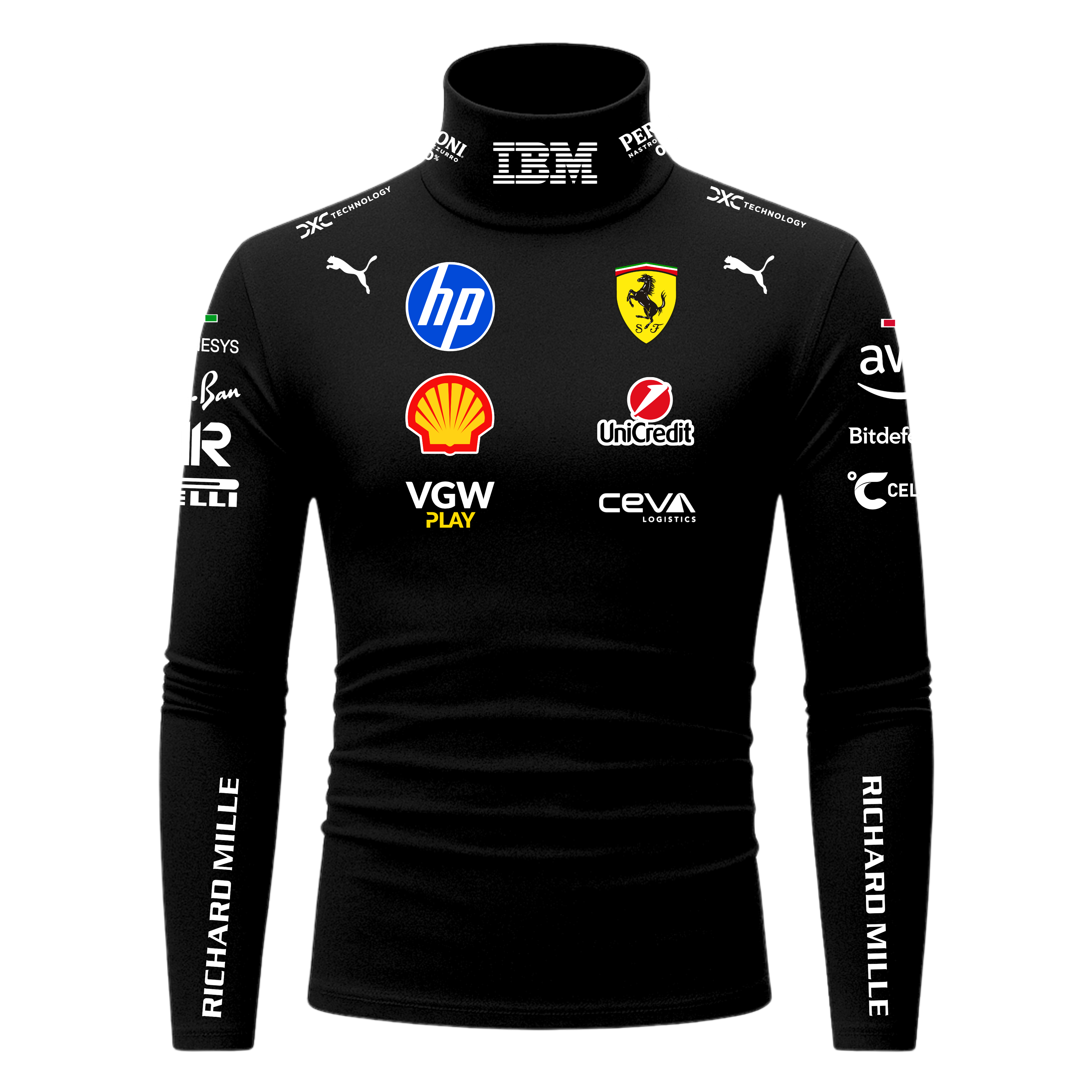 Blusa de compressão Lewis Hamilton Ferrari - Preto