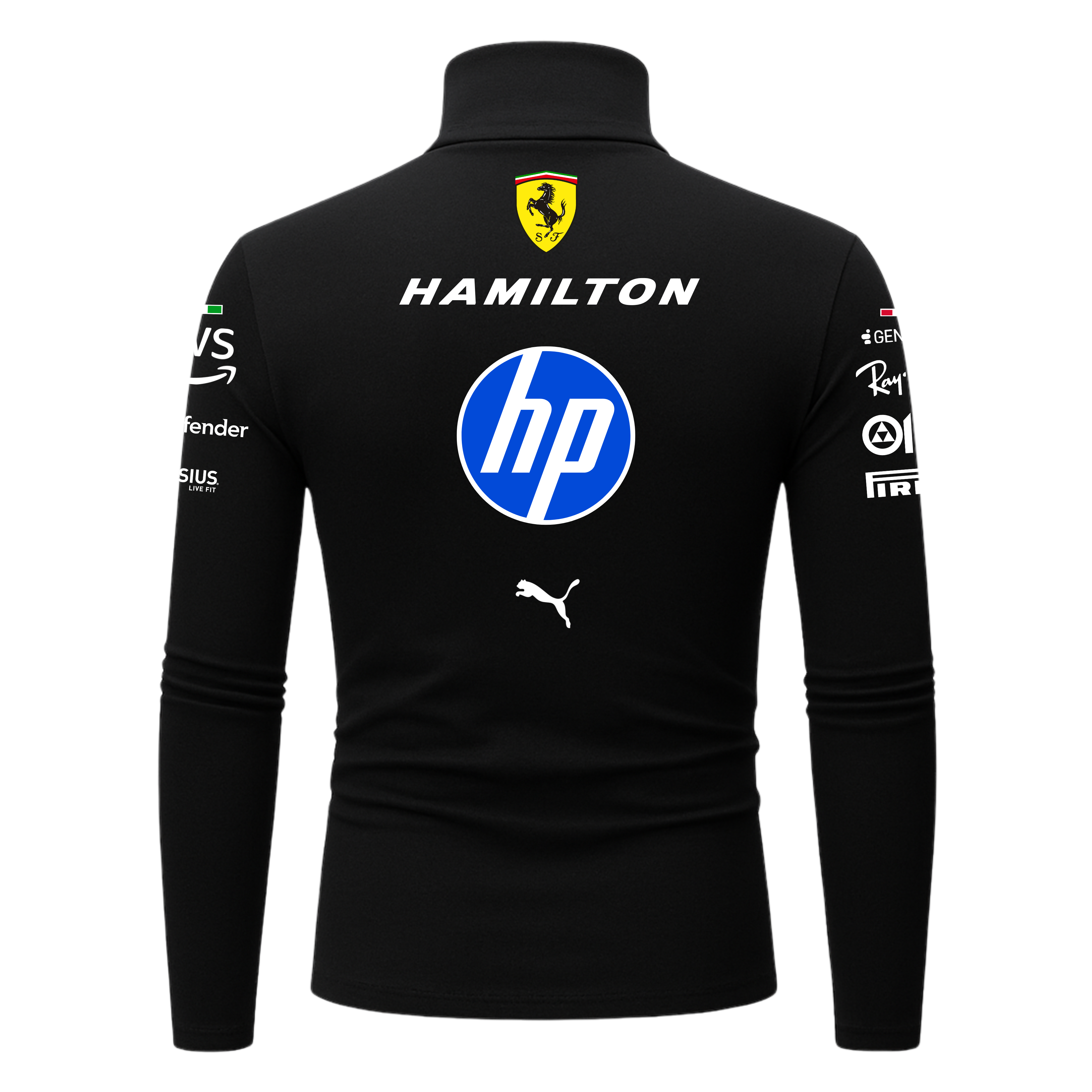 Blusa de compressão Lewis Hamilton Ferrari - Preto