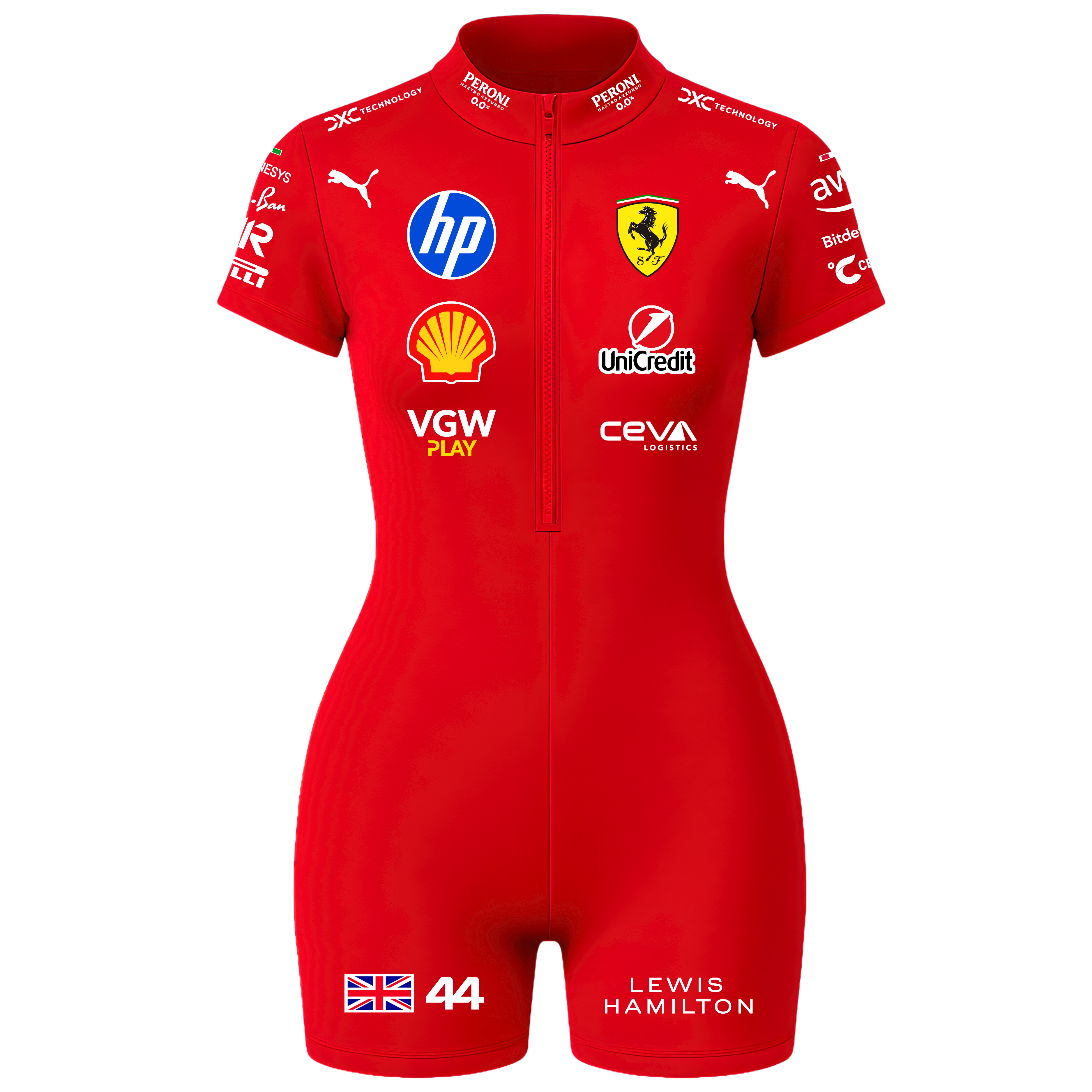 Macaquinho Curto Lewis Hamilton Ferrari - Vermelho